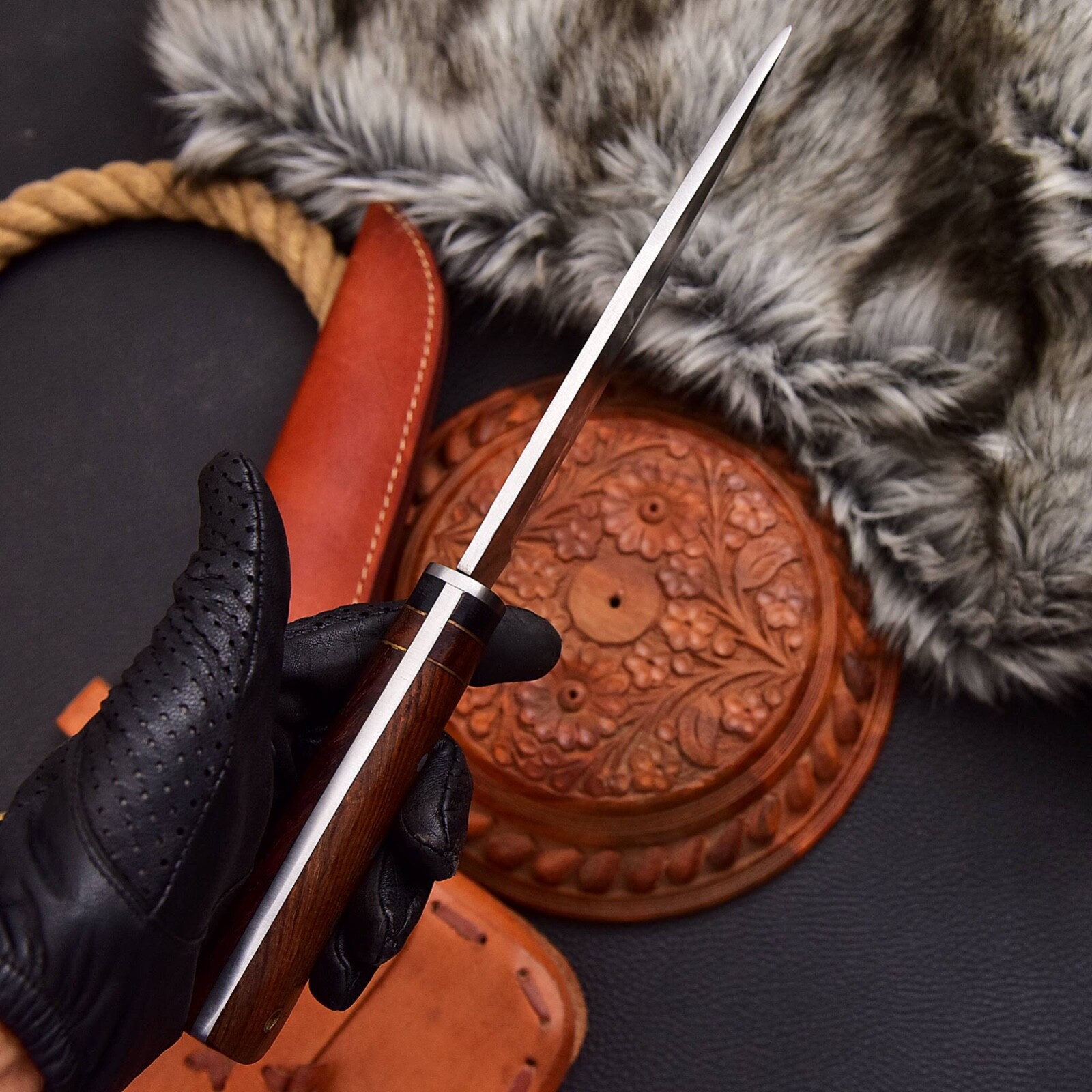 ANZSTYLE KNIVES CLASSIC DROP POINT HUNTER BOCOT WOOD D2 STEEL