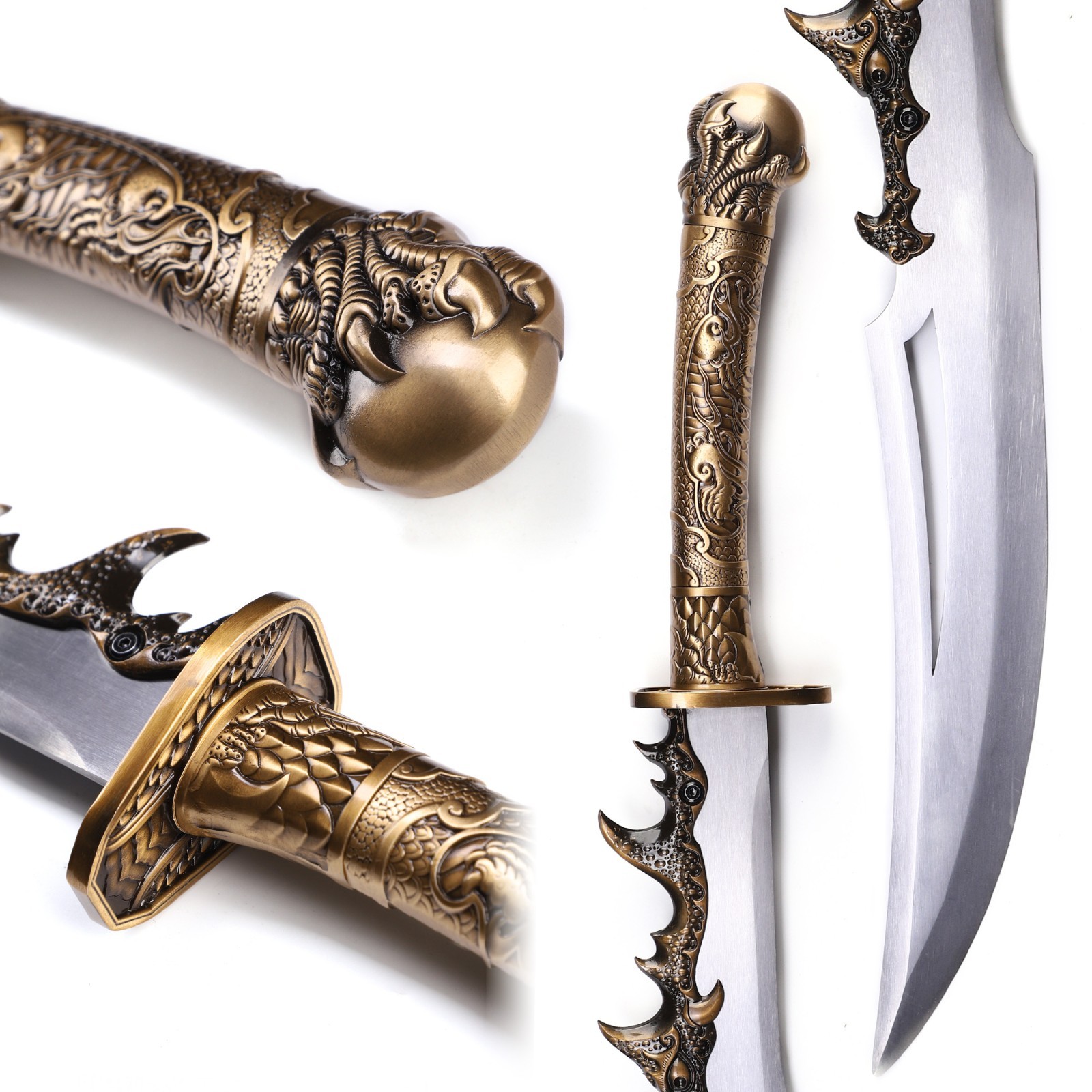 Hand-Forged High Manganese Steel Chinese Dao Authentic Dragon Blade, Full Tang