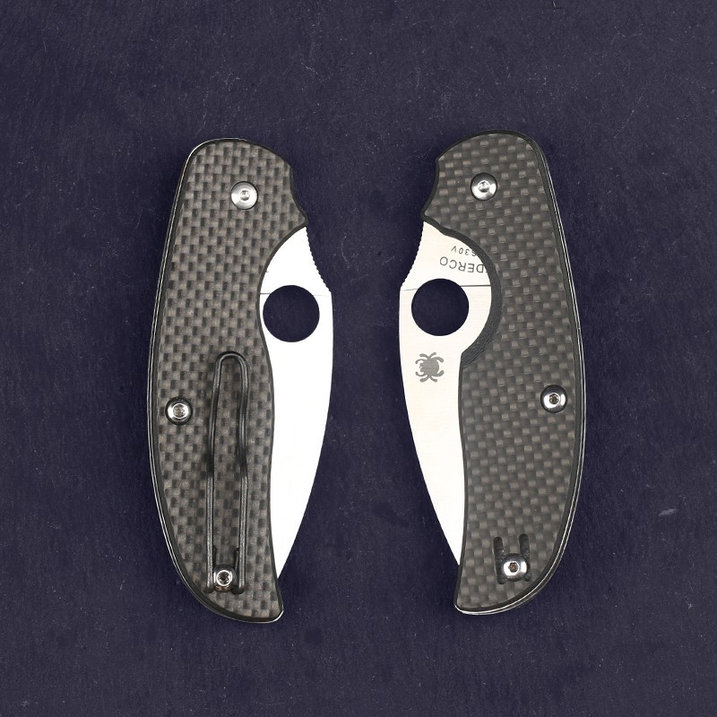 Carbon Fiber Handle Real D2 Stainless Steel Blade Tactical Pocket Knife Sage New