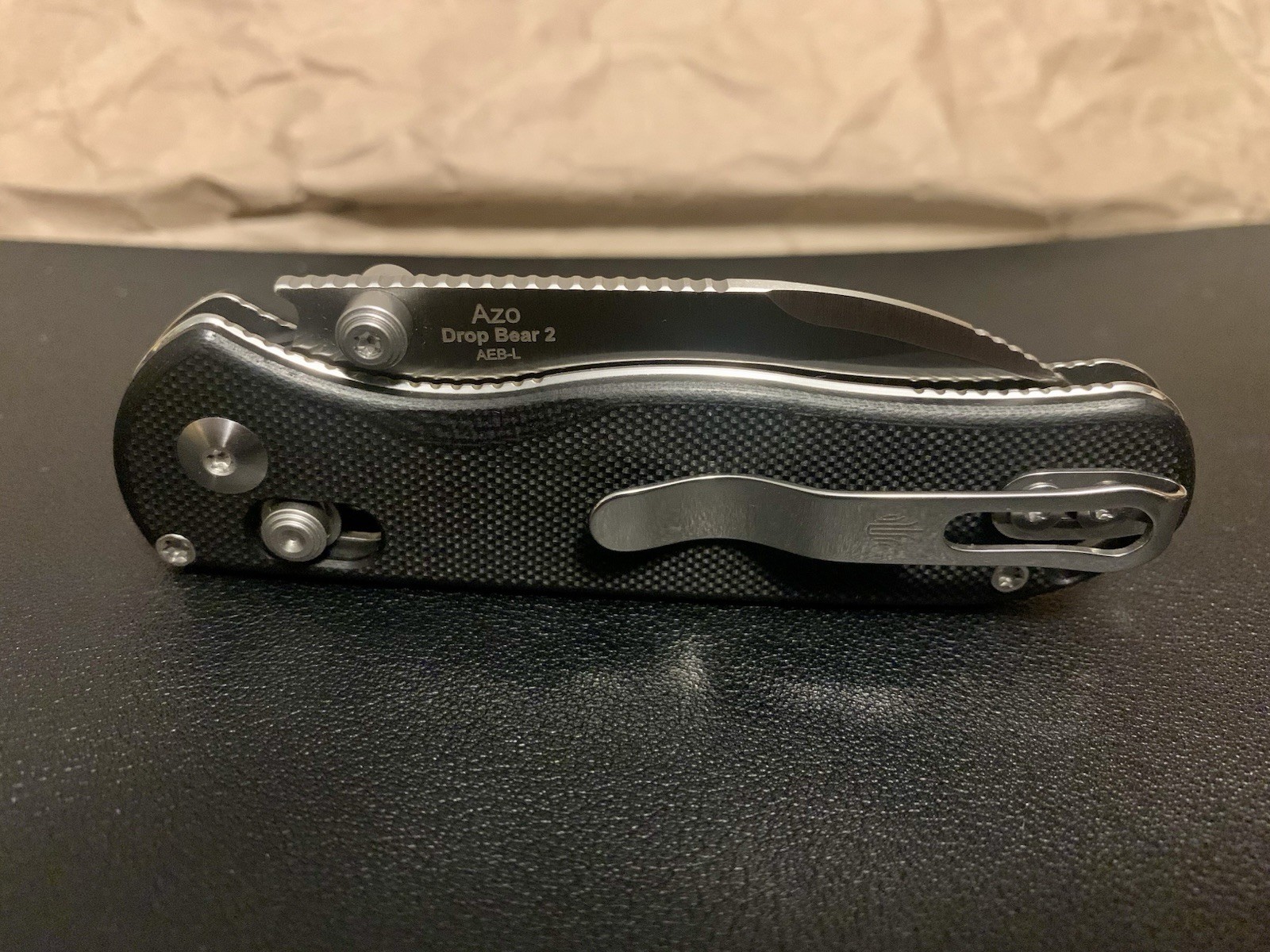 Kizer Drop Bear 2 V3619.2KD1 AEB-L 2.84” Blade Black G10 Clutch Lock Knife