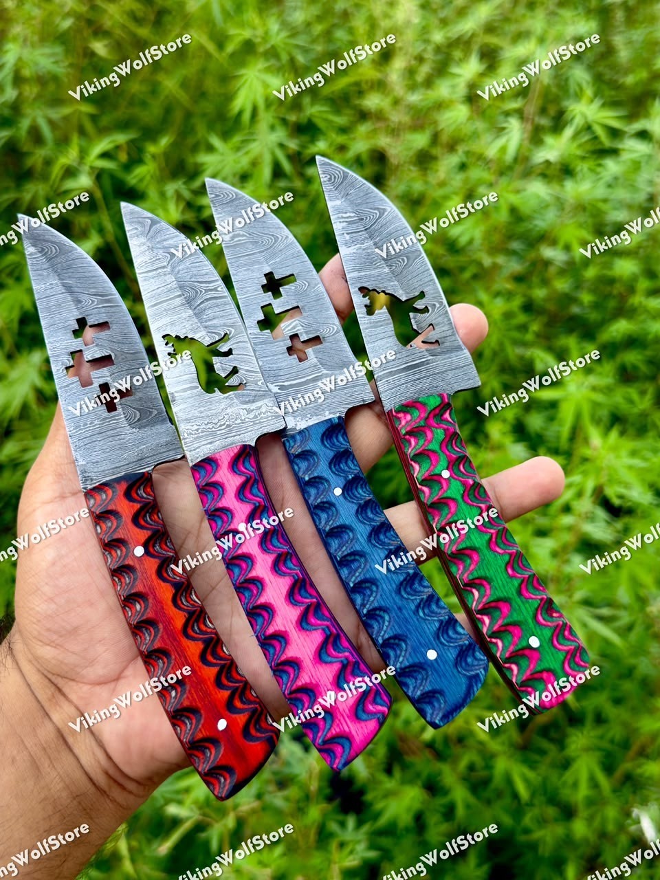 Lot of 20 Custom Handmade Damascus Steel 8″ Full Tang Skinner Hunting Knifes USA
