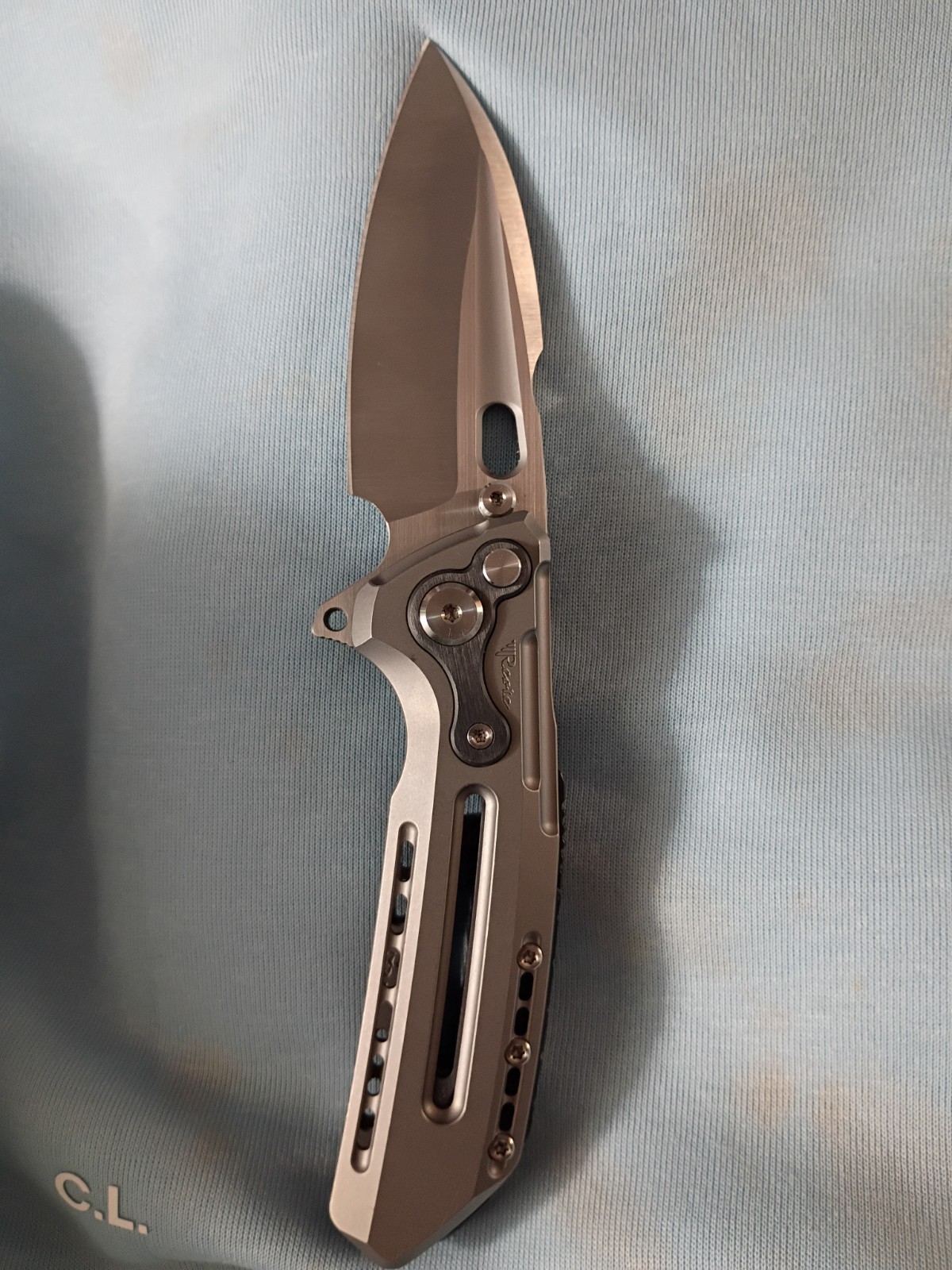 Reate T6000 Titanium Zirconium M390 Bead Blasted Knife Blade Folder Beast