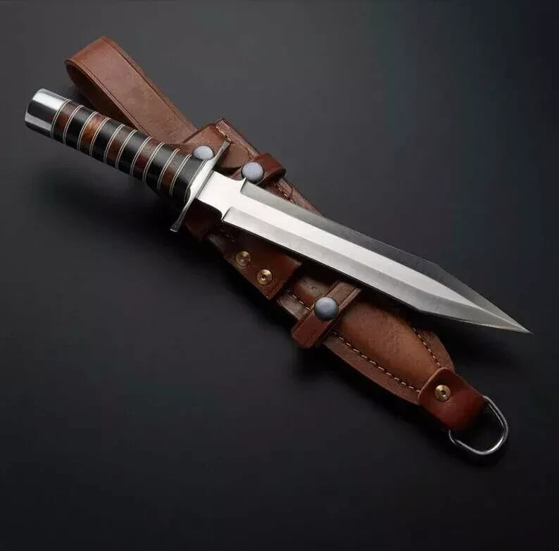 CUSTOM HANDMADE D2 TOOL STEEL HUNTING DAGGER BOWIE KNIFE DAGGER KNIFE W/SHEATH