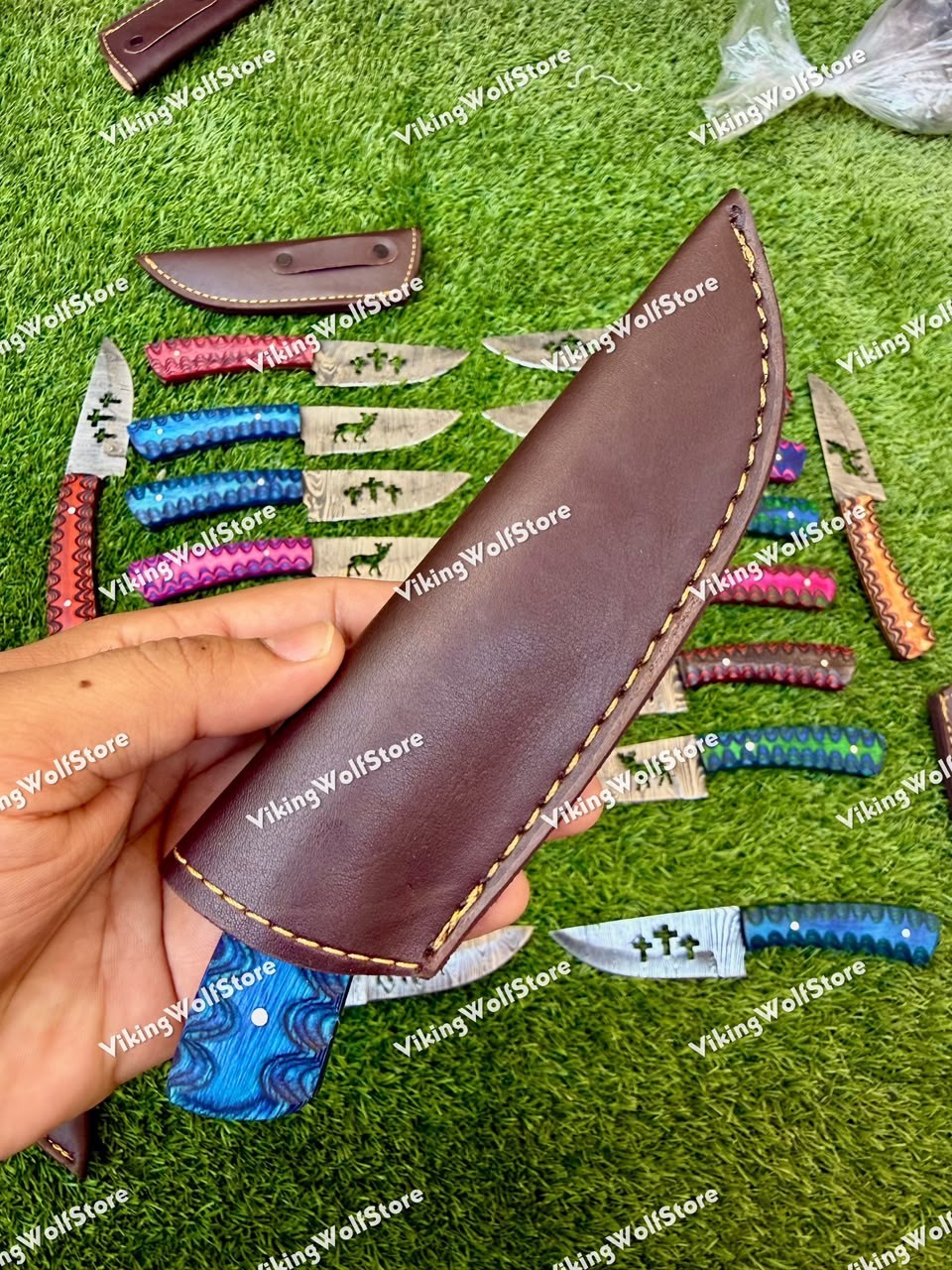 Lot of 20 Custom Handmade Damascus Steel 8″ Full Tang Skinner Hunting Knifes USA