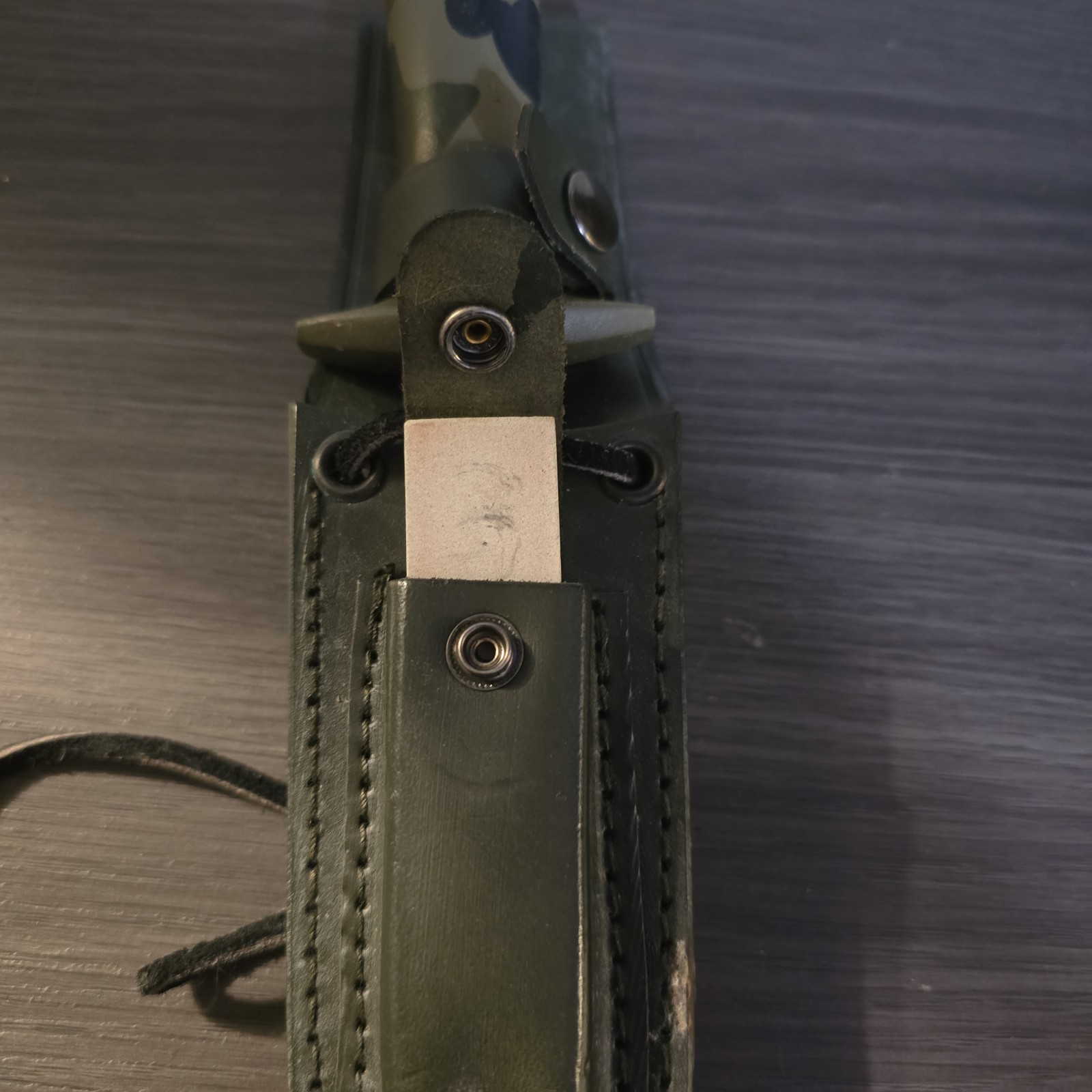 Valor 440 Stainless Fixed Blade Knife Clip Point Combo Edge Black Camo w/ Sheath
