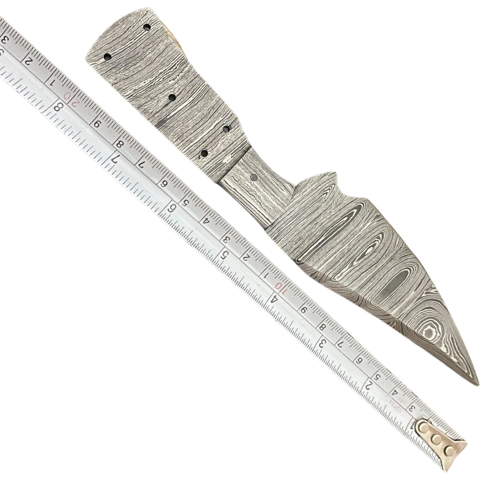 Damascus Steel Knife Blank Full Tang Clip Point 8in Tactical DIY Hunting Tool