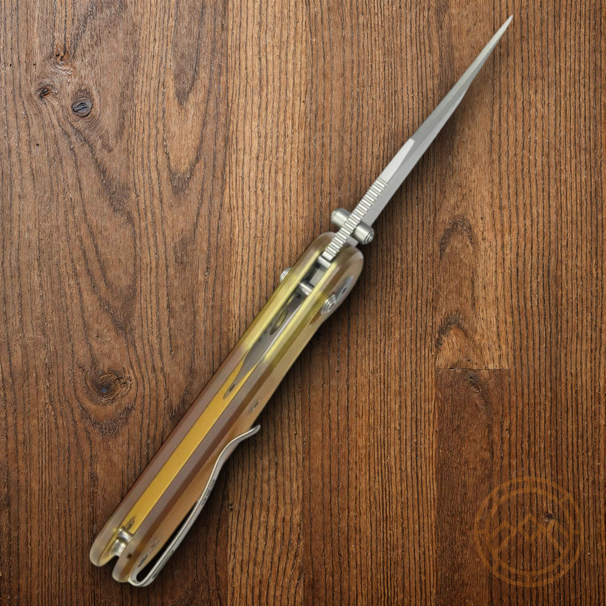 GEO Knife Ethereal Folding Knife 3″ Bohler M390 Steel Blade Amber Ultem Handle