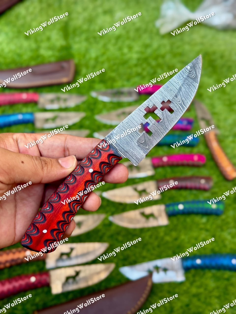 Lot of 20 Custom Handmade Damascus Steel 8″ Full Tang Skinner Hunting Knifes USA