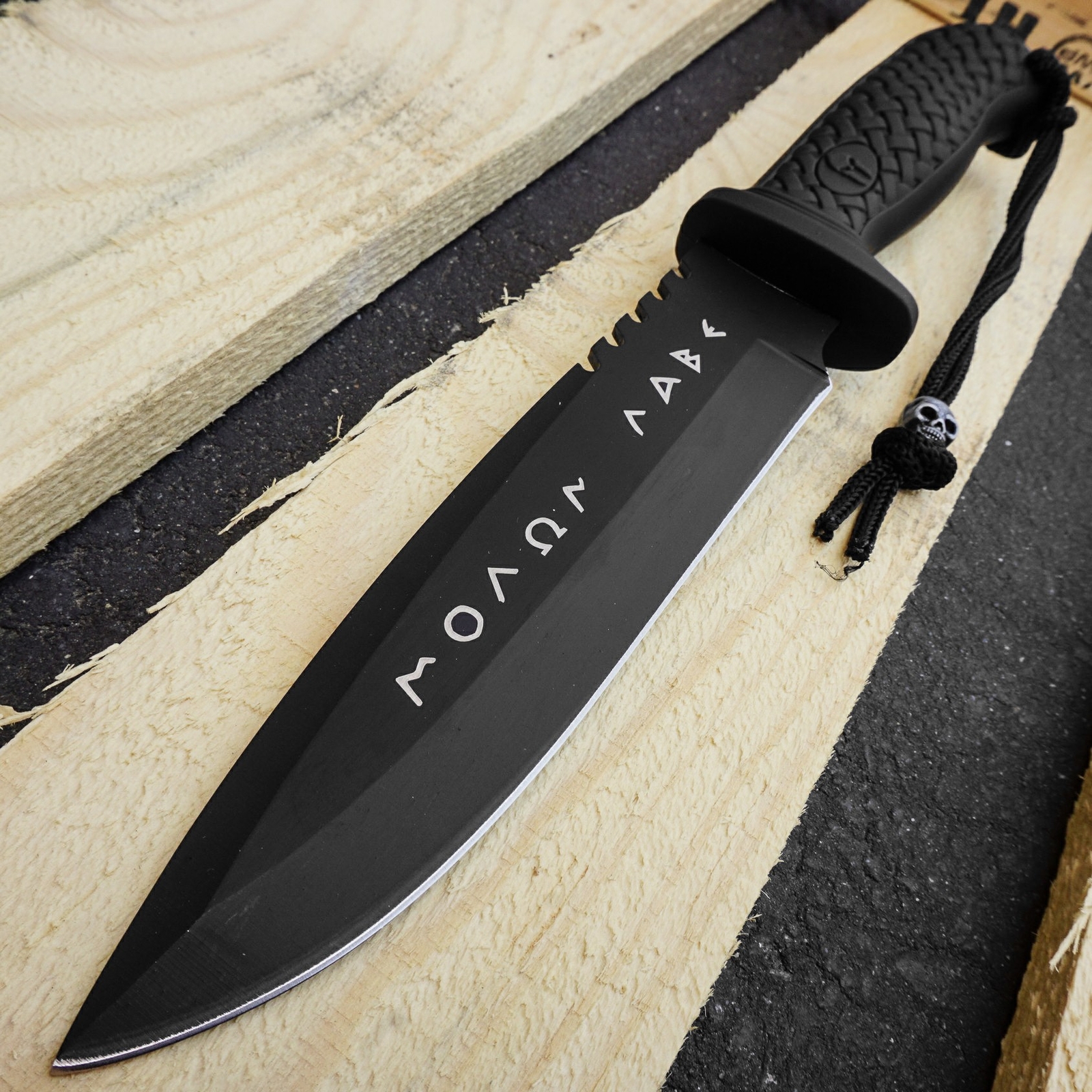 MOLON LABE Greek Warrior Fixed Blade Knife Bushcraft EDC Knife Tactical Black