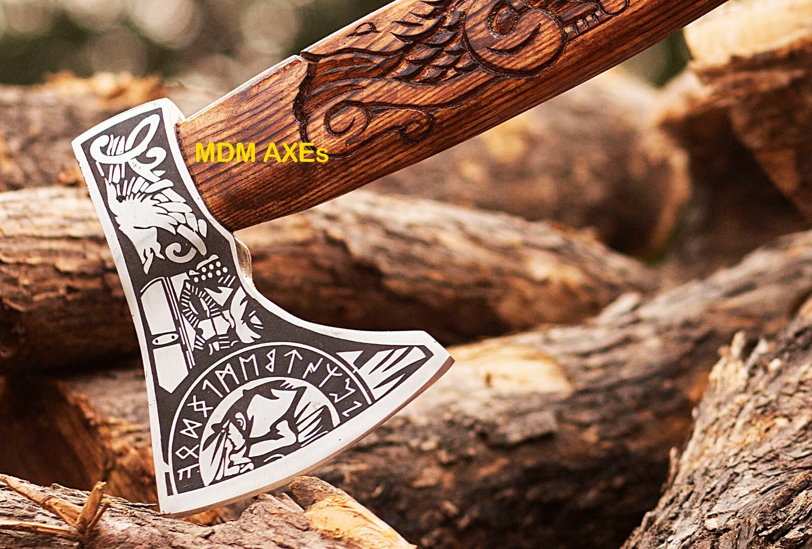 CUSTOM HAND FORGED DAMASCUS STEEL VIKING BEARDED CAMPING HATCHET TOMAHAWK AXE AX