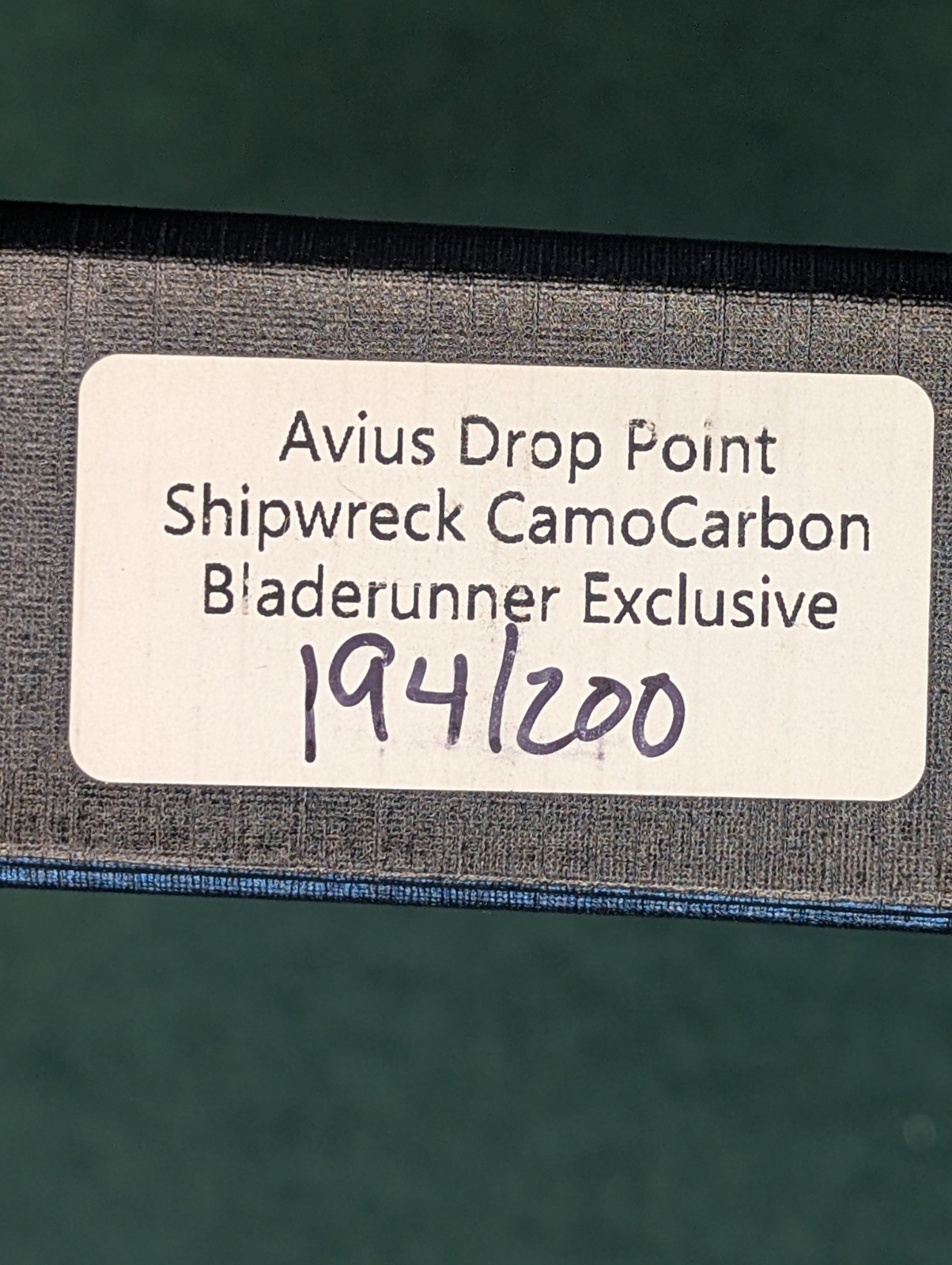 Voyage Bladeworks Avius Drop Point Shipwreck CamoCarbon Bladerunner Exclusive