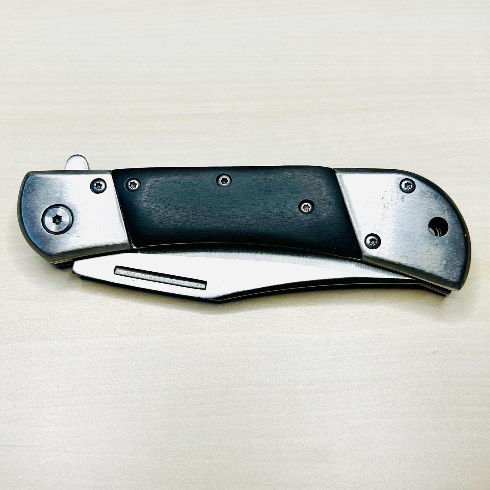 8.75”Black Wood Tactical Spring Assisted Open Blade Folding Pocket Knife Hunting