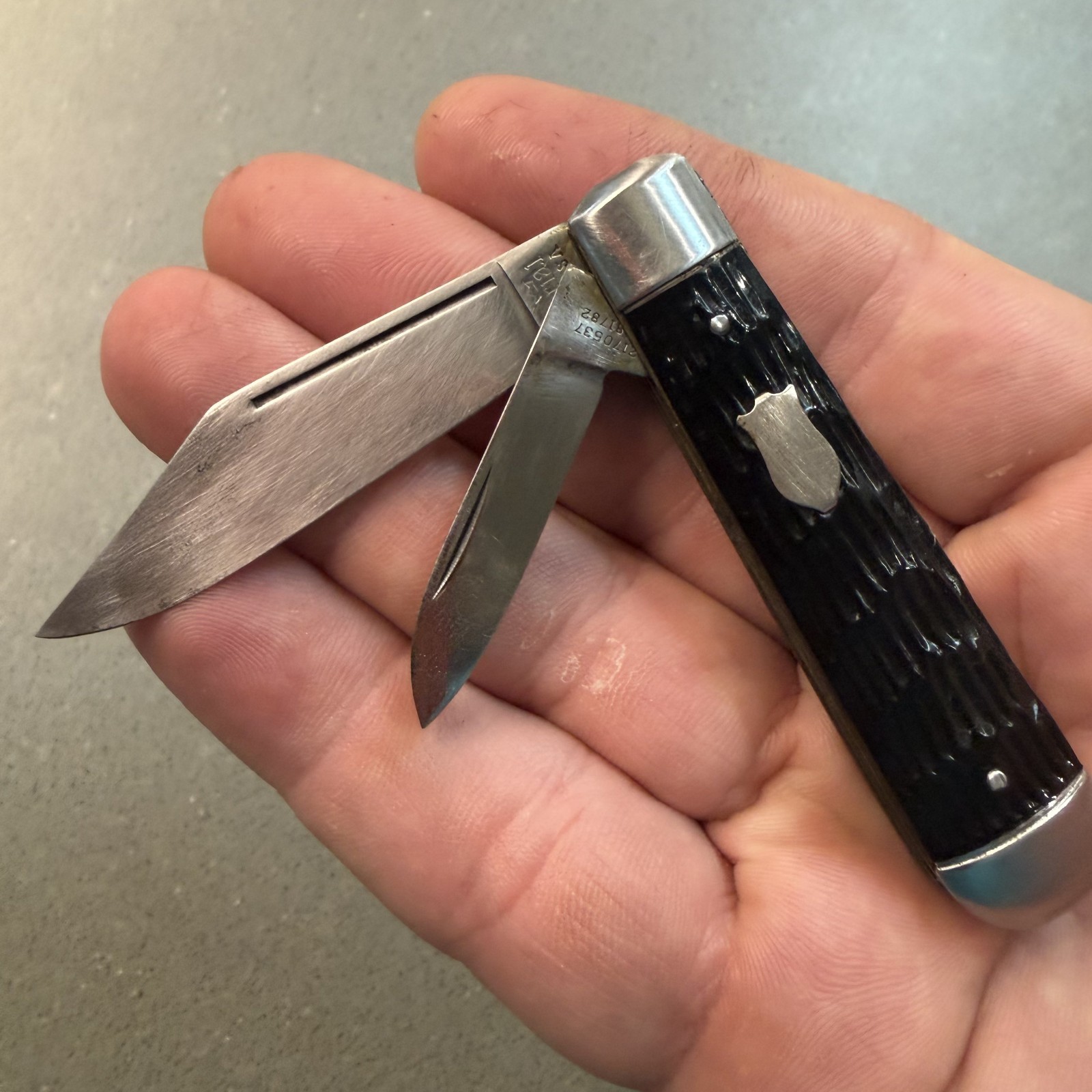 Vintage Imperial Prov USA 2 Blade Jack Knife Black Jigged Handle Pocket Knife