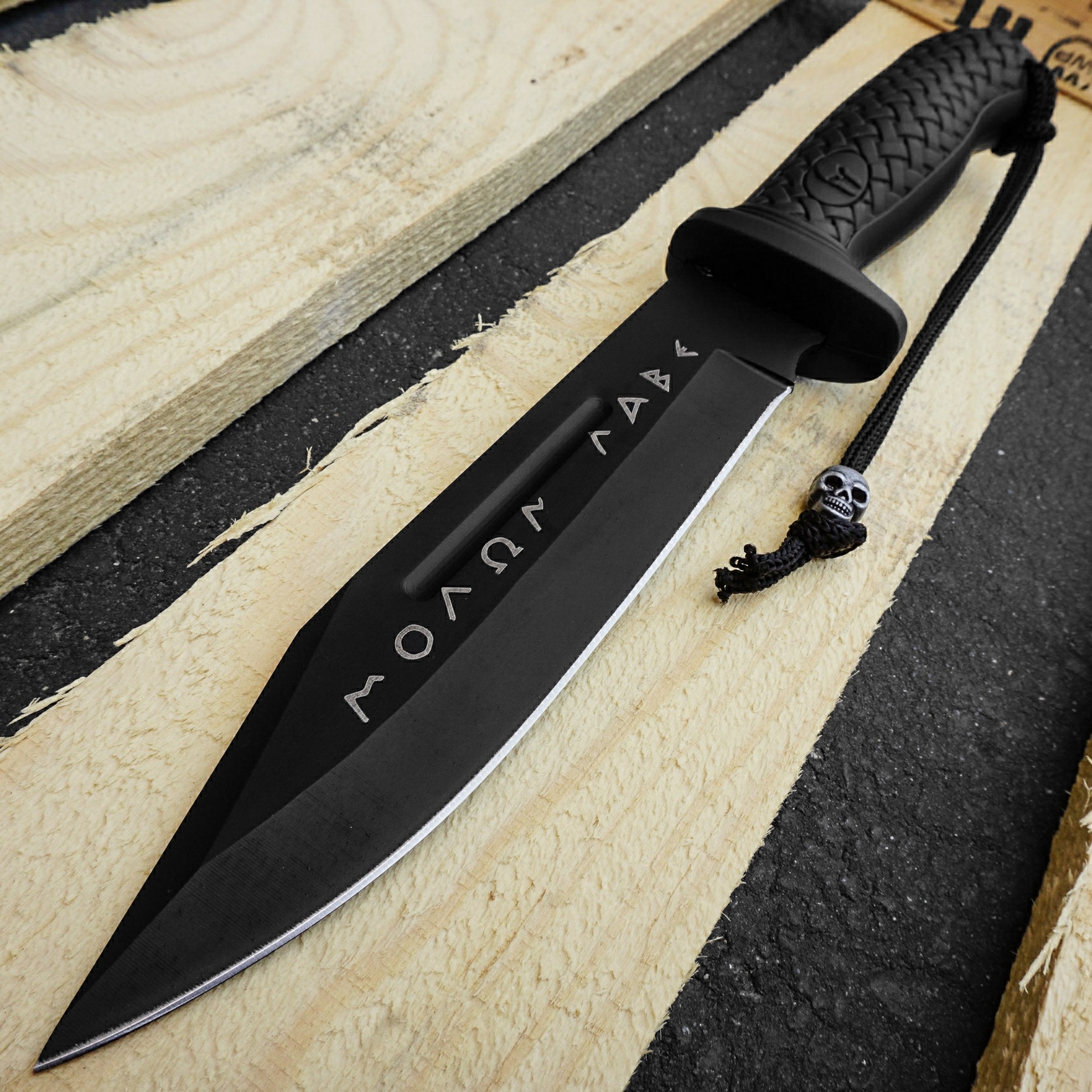 Greek Warrior MOLON LABE Fixed Blade Knife Spartan EDC Knife Tactical Black