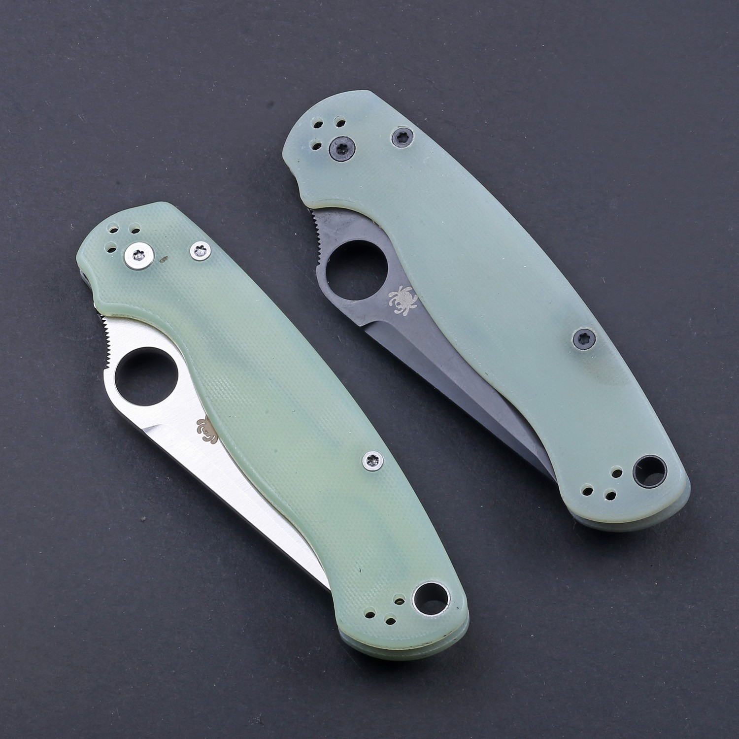Jade Transparent G10 Tanto Carbon Stainless Steel Lock Back Pocket Folding Knife