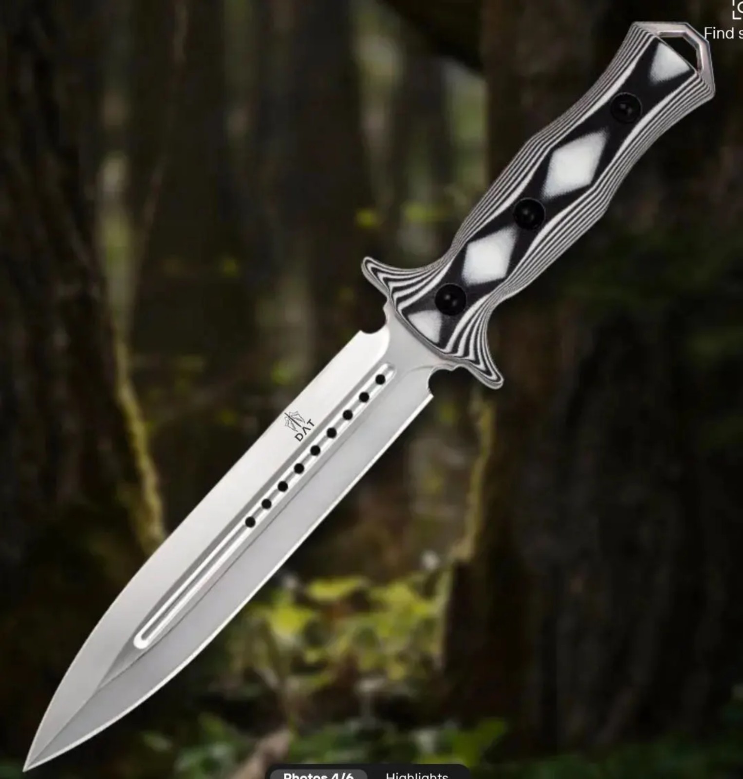 Dark Angel Tactical Spear Point, Combat, Tactical, Survival, EDC, Dagger Knife