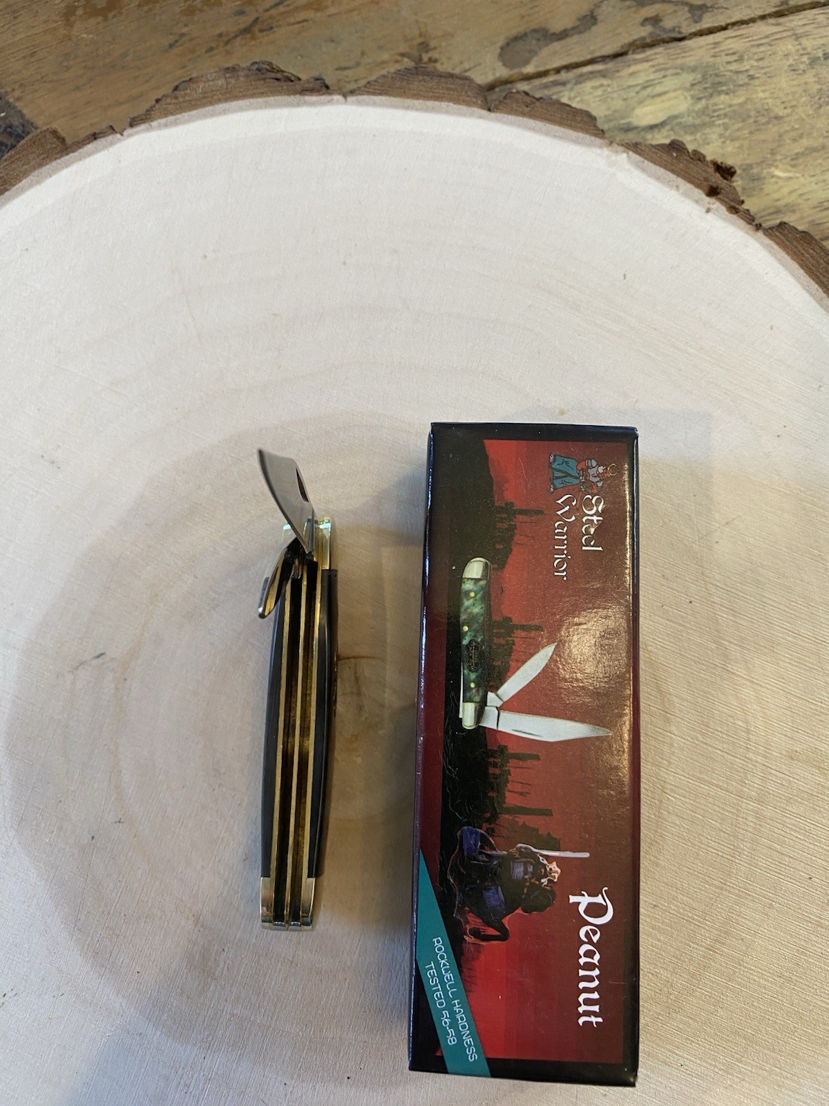 Steel Warrior Peanut Knife Synthetic Abalone SS Blades SW-107SYAB