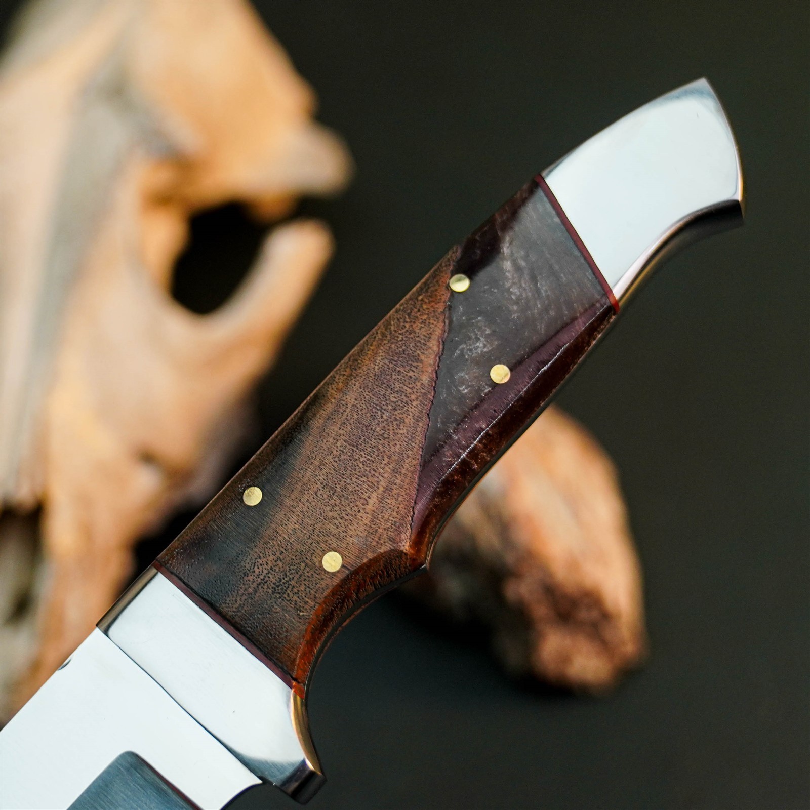 8.8″ Hunting EDC Stainless Knife Handmade Full Tang Wood Handle + Sheath