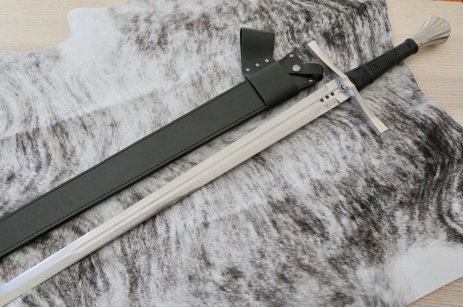 45” Medieval Longsword Two Handed Razor Sharp 7mm Thick Blade SHARP Double Edge