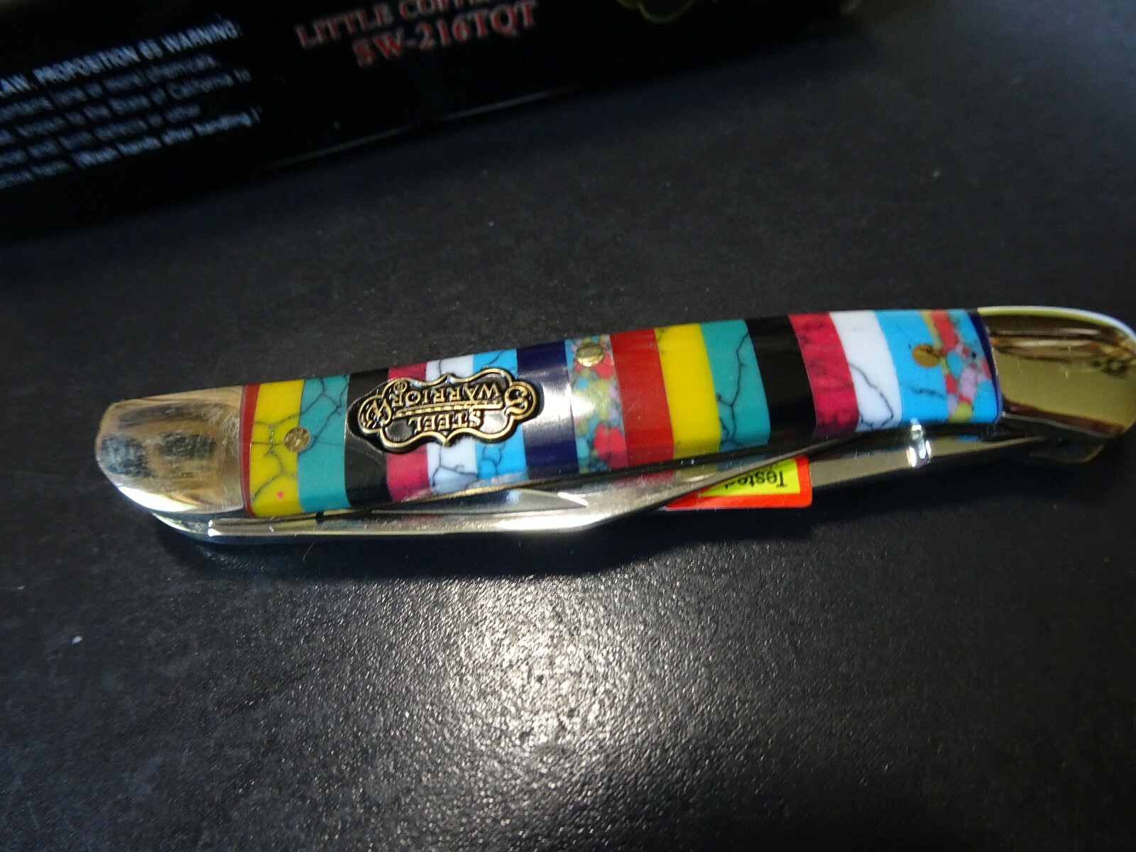 THE NEWEST STEEL WARRIORS 3″ LT COPPERHEAD MULTI-COLOR TURQUOISE HANDLE 2 BLADE