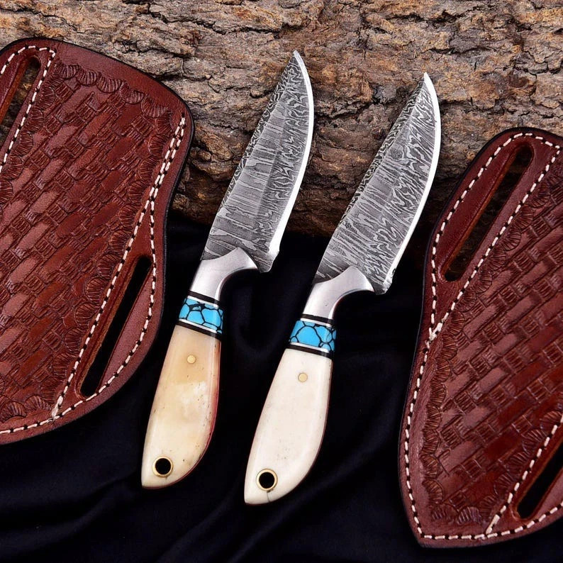 Custom Handmade Damascus Steel Lot Of 10 Skinner Knife USA IMPORT TEX PAID