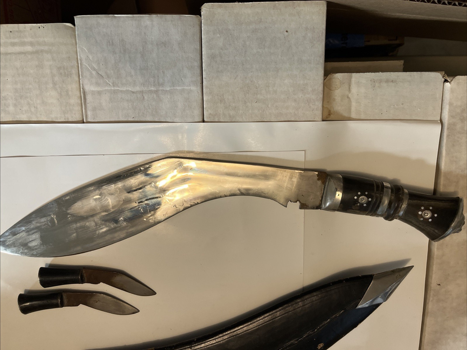 Vintage India Kukri Gurkha Bolo Machete Survival Knife with Sheath