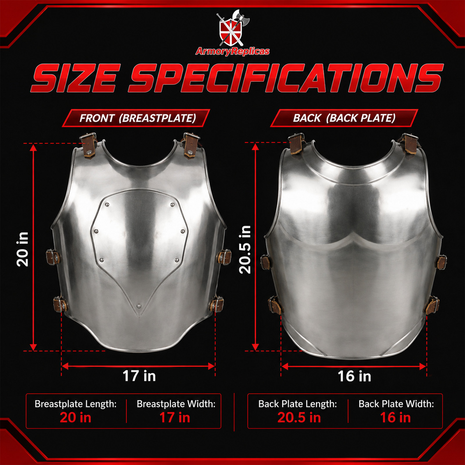 Legends in Steel Medieval Cuirass Body Armor Breastplate Back Plate Set LARP