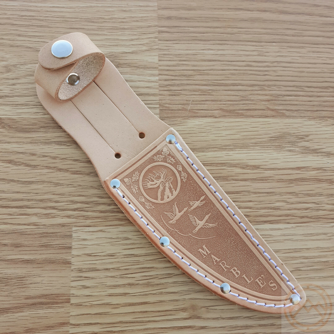 Marbles Sheath Moose Embossed Reproduction Of Classic Marbles Tan Leather 4.25″