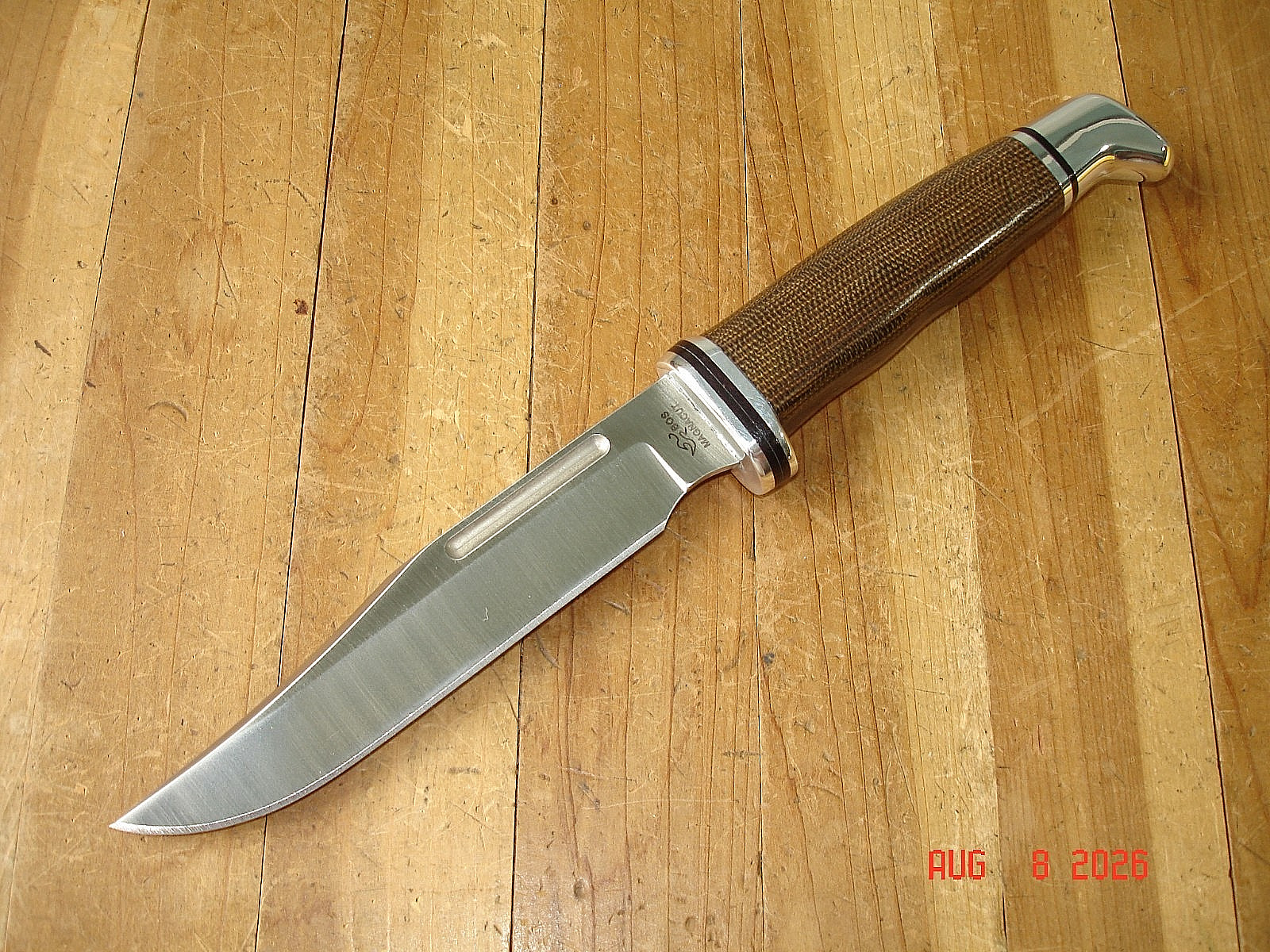 NIB FB BUCK KNIFE 117 BRAHMA BOS MAGNACUT BLADE 102 SIZE MICARTA HANDLE SHEATH
