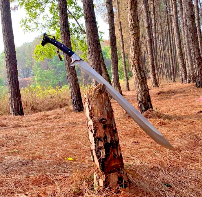 Custom Handmade Carbon Steel Blade Tactical Machete Sword| Hunting Sword Camping