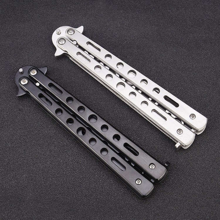 Butterfly Trainer Training Dull Tool Black Metal knife Practice NEW