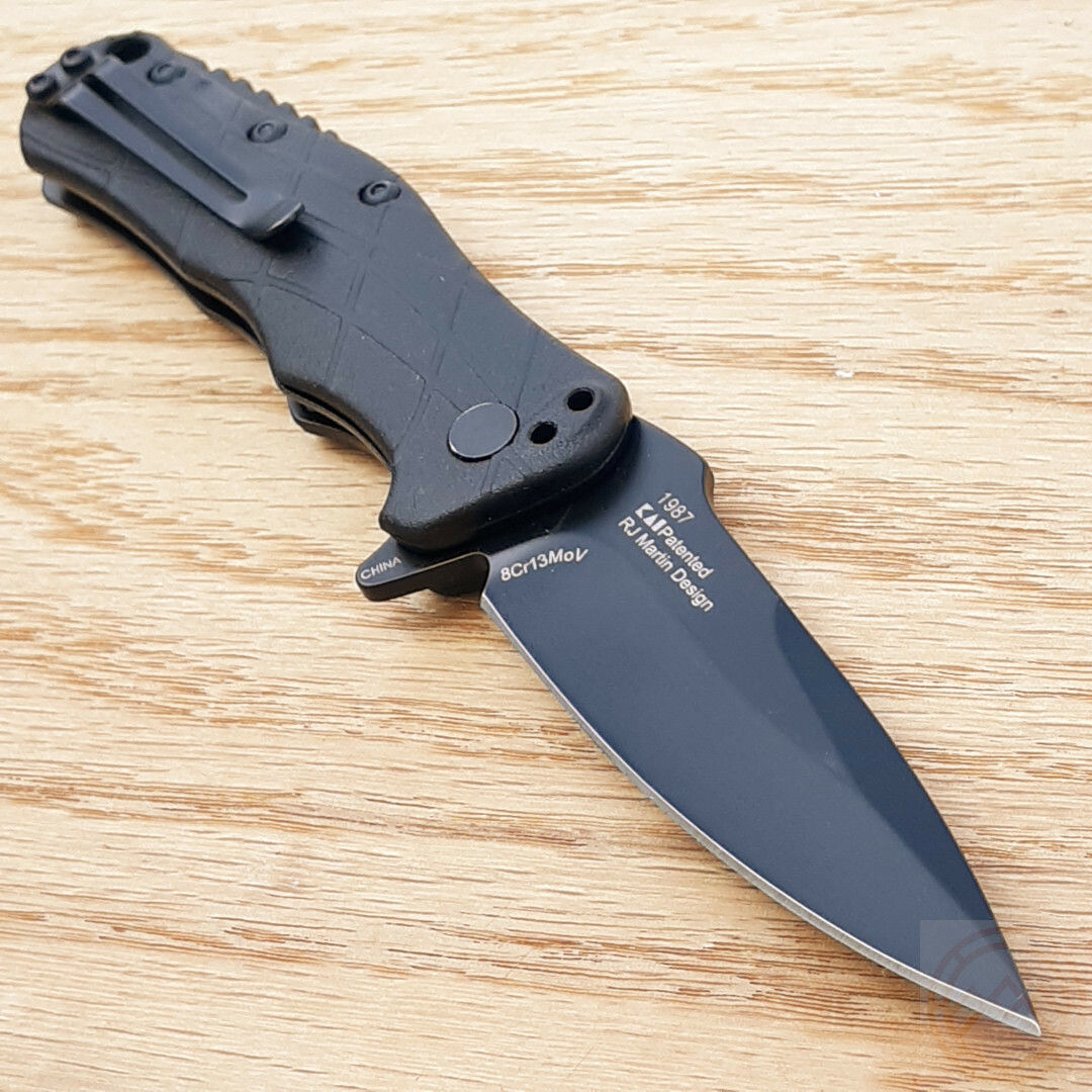 Kershaw RJ Tactical Liner Folding Knife 3″ 8Cr13MoV Steel Blade Black GRN Handle