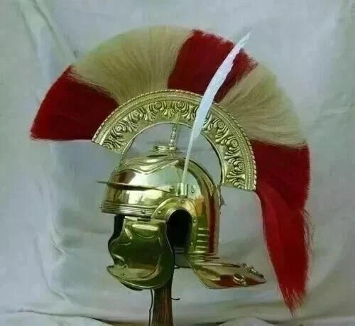 Medieval Knight Antique Brass Roman Centurion Helmet With Plume Collectibles
