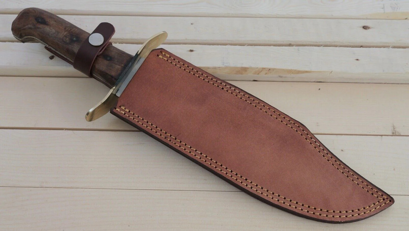 15” Classic Bowie Knife Wood Handle Carbon Steel XL Leather Sheath Sharp Big