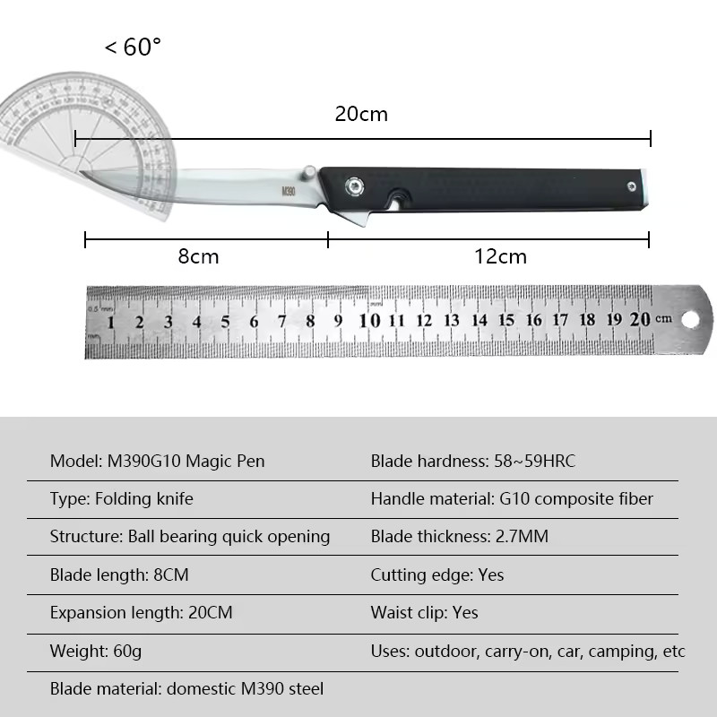 M390 Composite Fiber Jack Knives Tanto Flip Composite Fiber Handle Pocket -US-1X