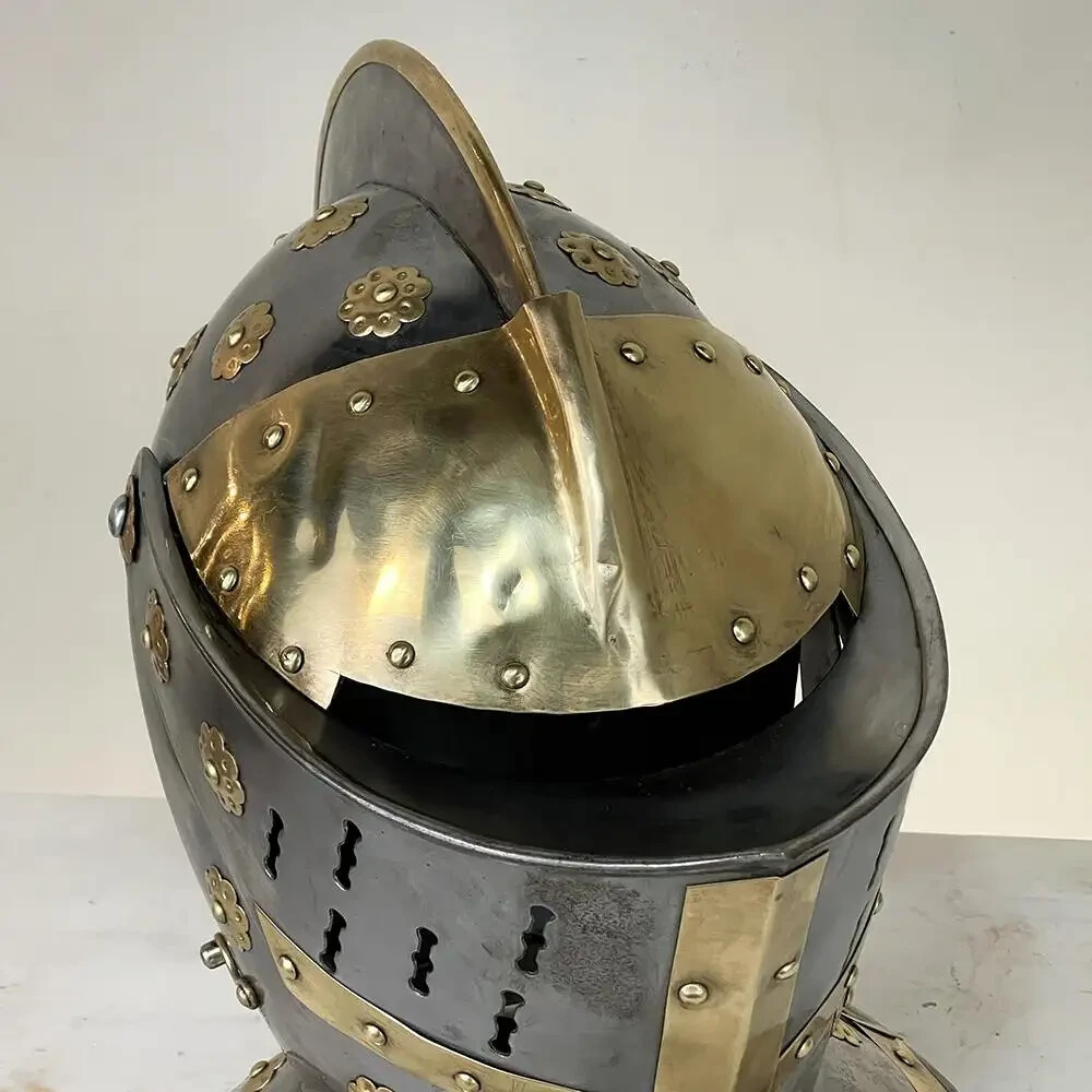 Vintage French Medieval Knight’s Helmet in Brass for Best gift