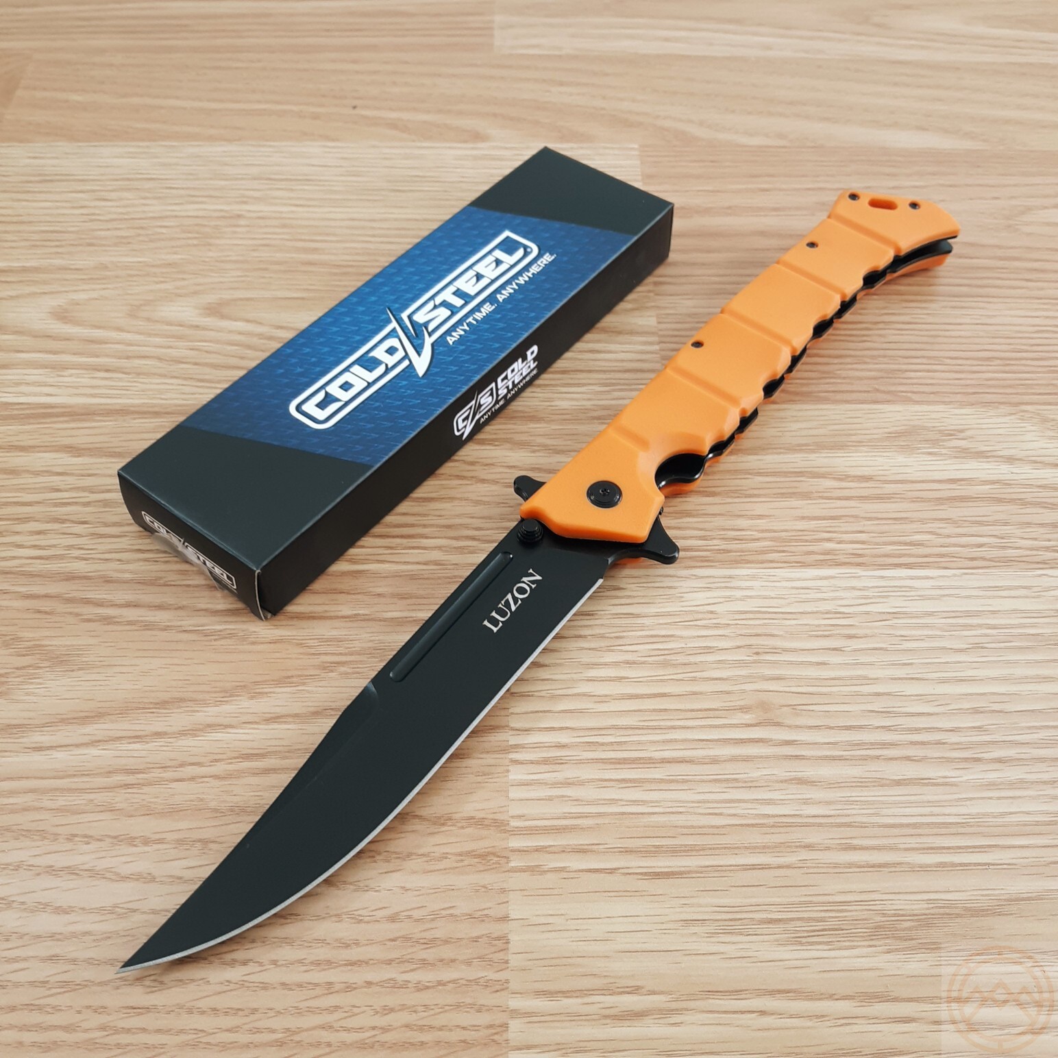 Cold Steel Large Luzon Folding Knife 6″ 8Cr13MoV Steel Blade Orange GFN Handle