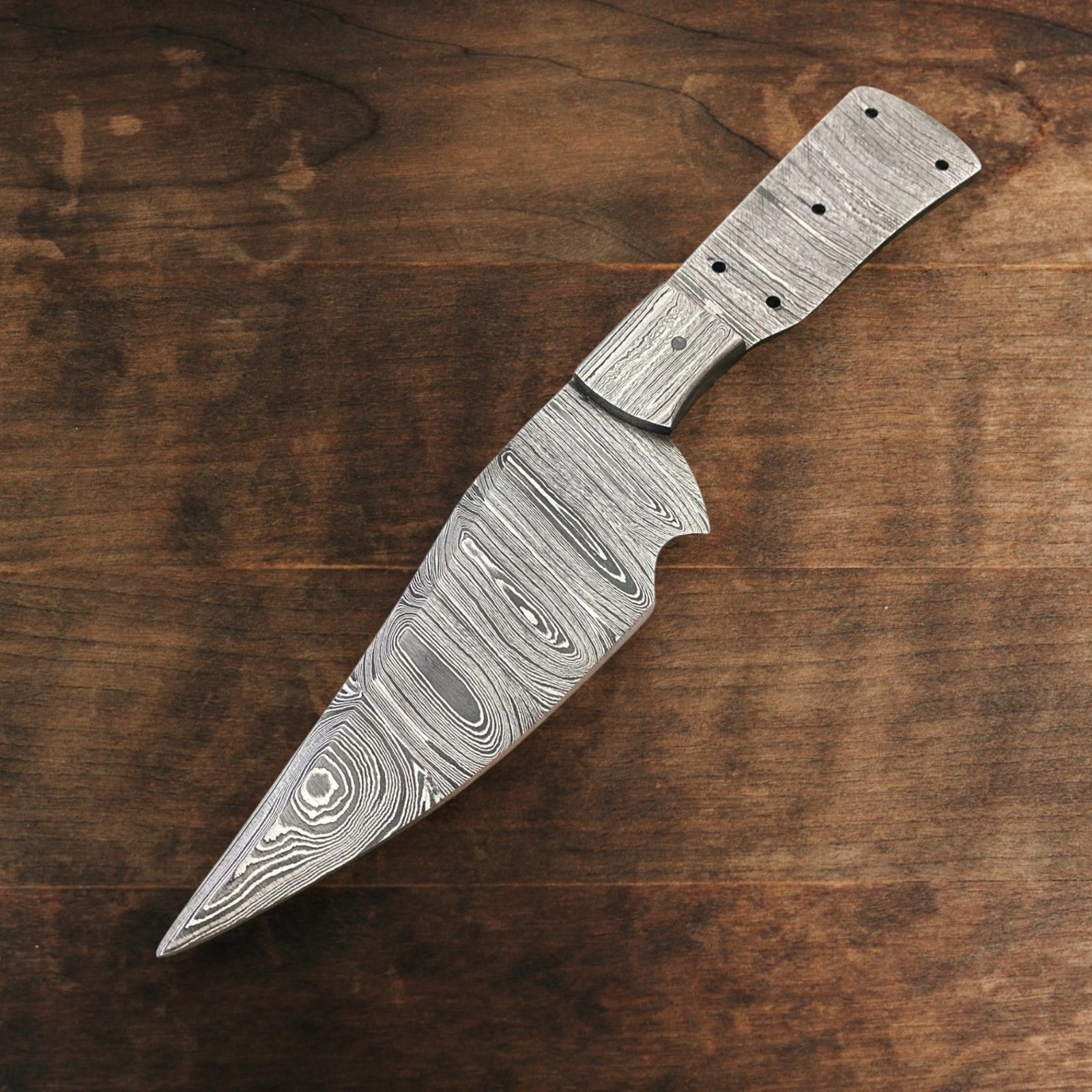 Damascus Steel Knife Blank Full Tang Clip Point 8in Tactical DIY Hunting Tool