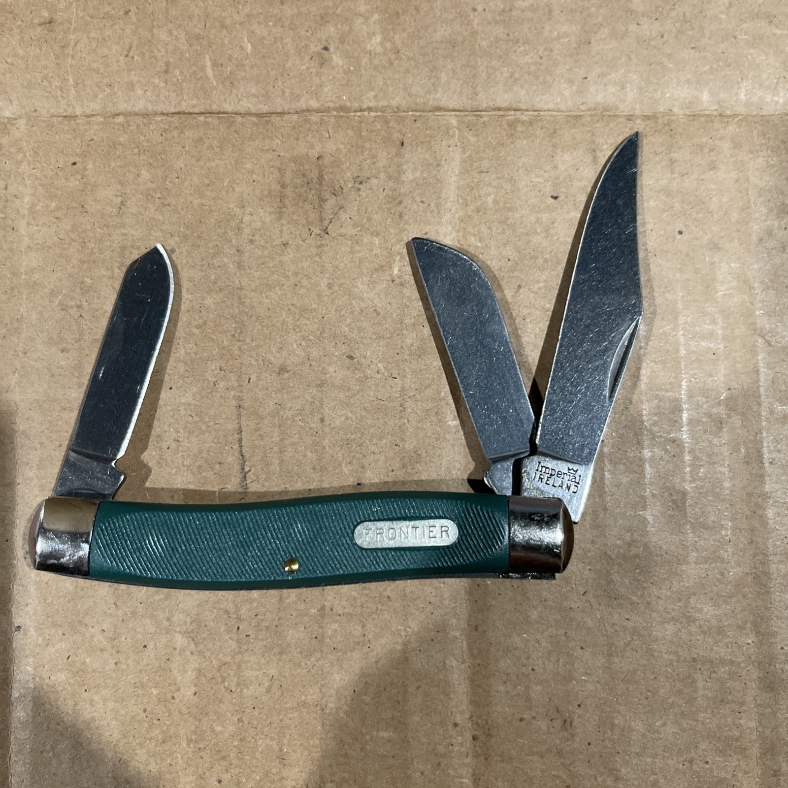 VINTAGE- IMPERIAL ~ «FRONTIER» ~3 Blade POCKET KNIFE – MADE IN IRELAND (Green)