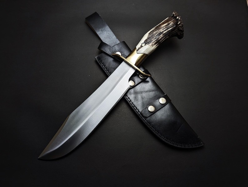 Inglorious Bastard Aldo Raine D2 Steel Bowie Knife – Brass Guard & Sheath