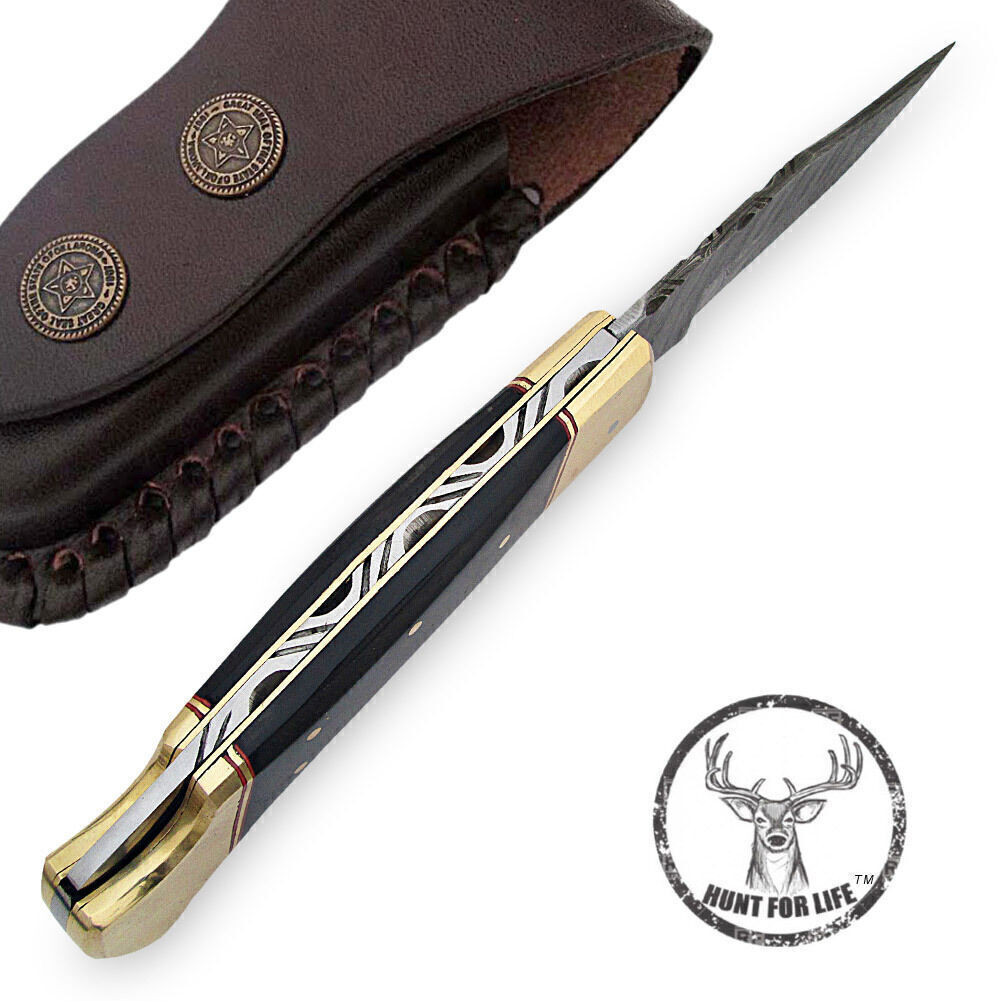 Lockback Folding Knife 9″ Steel Blade Black Pocket Knife for Hunting, Camping