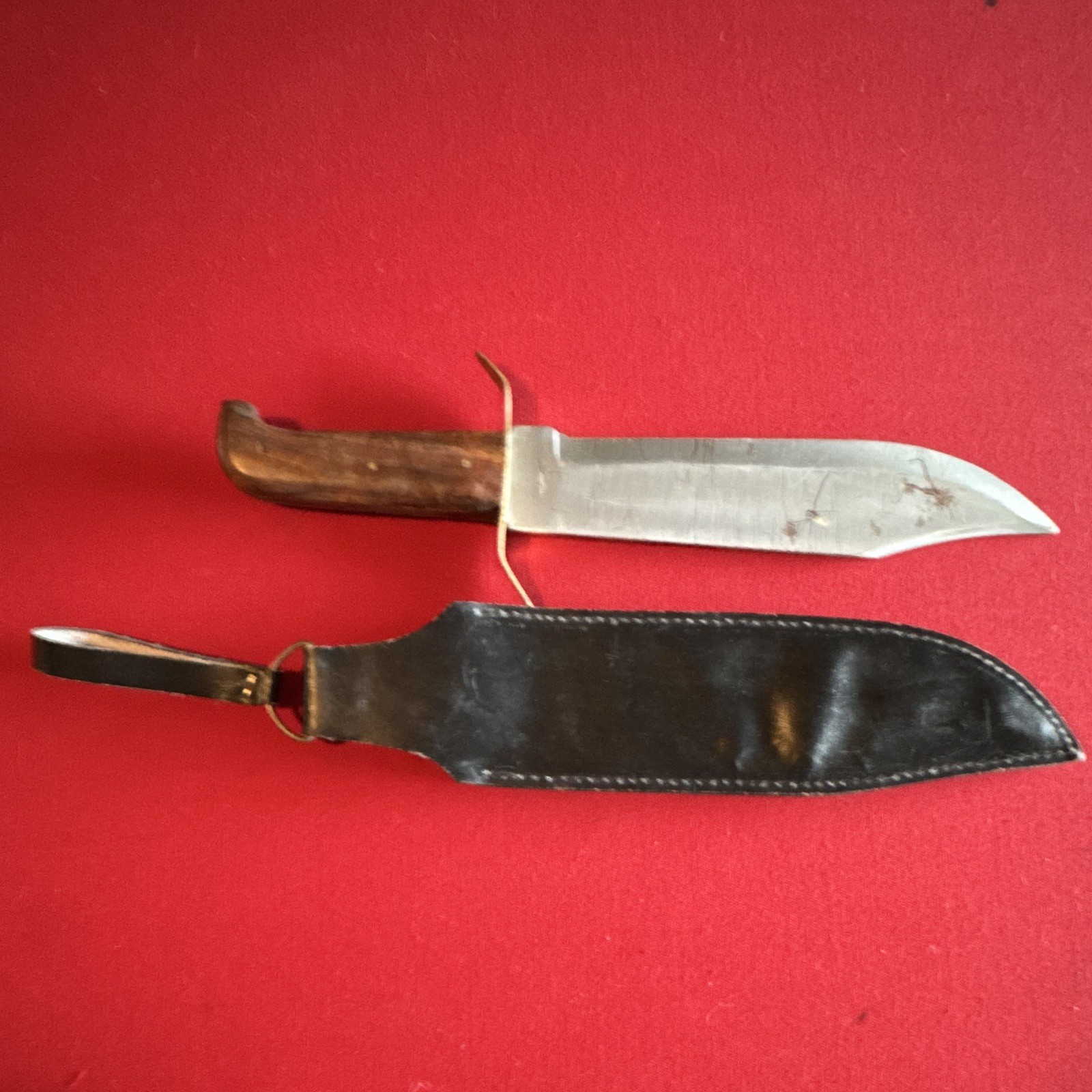 Fixed Blade Hunting Bowie Knife Full Tang Wood Handle Clip Point w/ Sheath