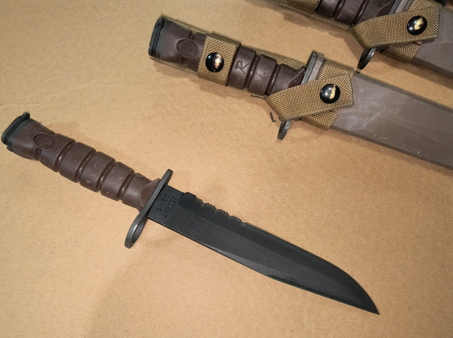 Vintage OKC3S Knife USMC Marine Corps Bayonet Ontario Knife Co & Scabbard