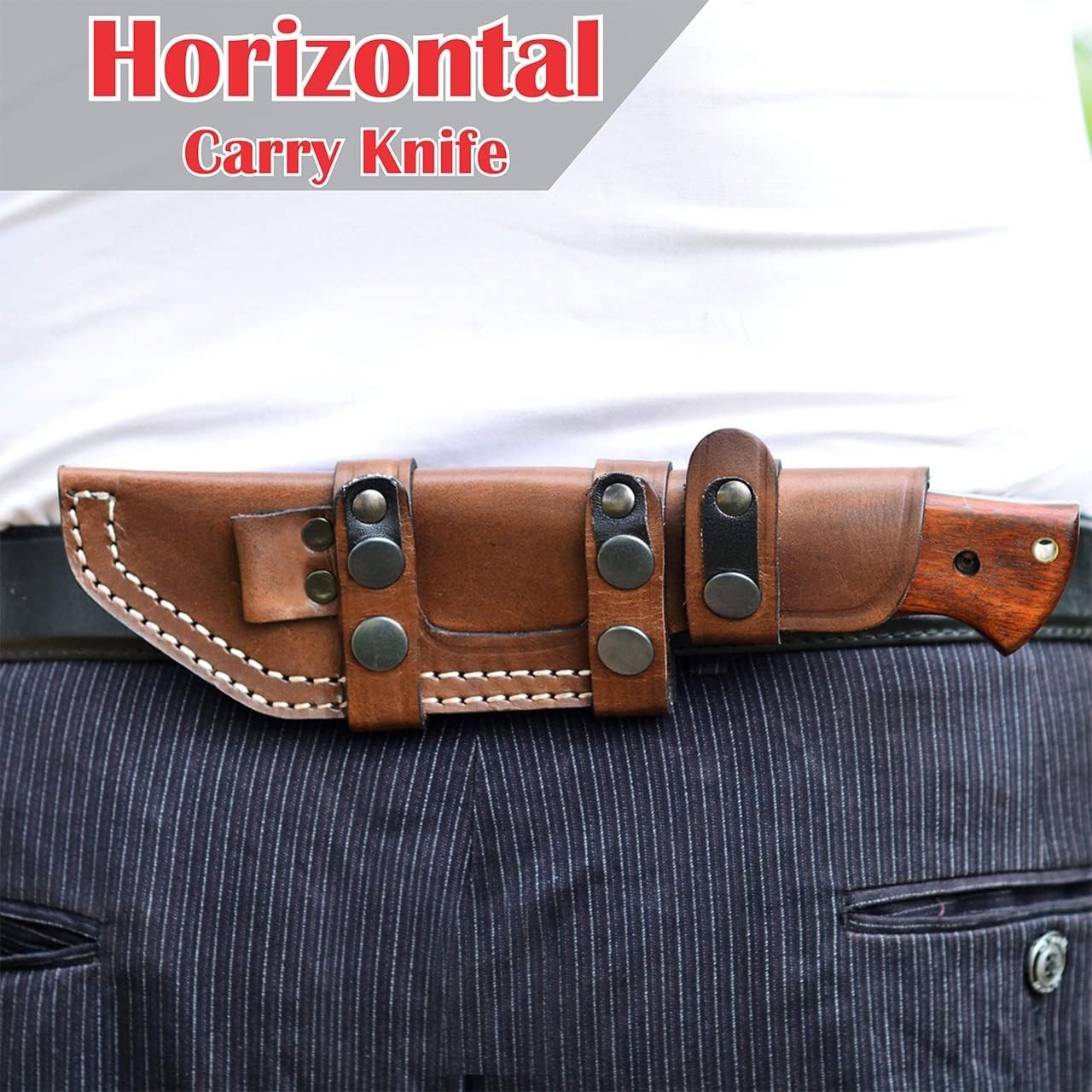 Horizontal Carry Knife, Bushcraft Knife, Scout Carry Knives with Sheath, Hunting