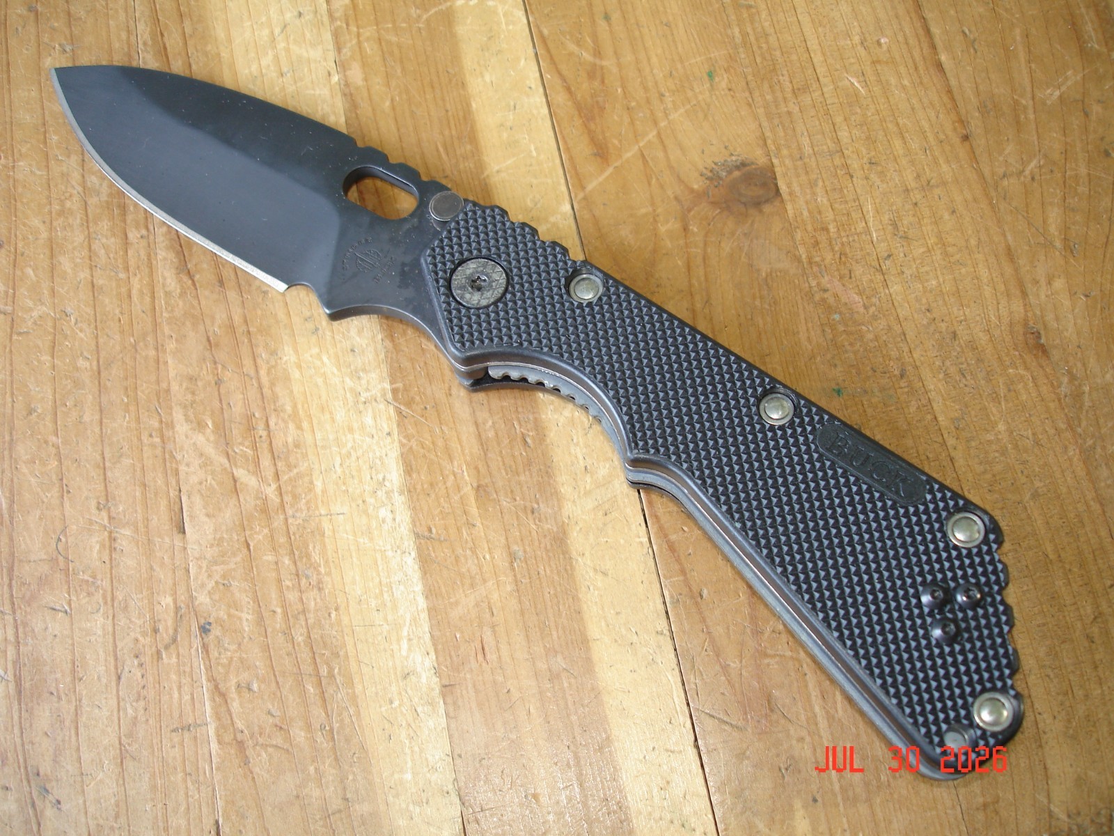 2007 BUCK KNIFE 882 889 STRIDER BLACK OX 420HC STEEL BLADE BLACK PLASTIC HANDLE