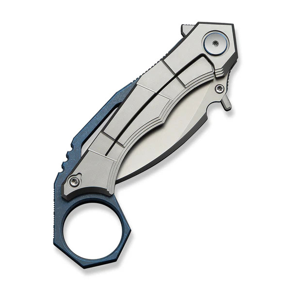 WE Knife Tayra Karambit 24069-2 Gray & Blue Titanium M390 Stainless Steel Knife
