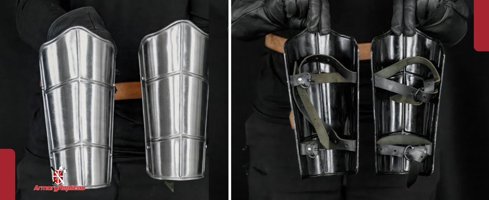 Medieval Bracers 18G Steel Vambrace Set | Siege Warfare Arm Armor for LARP SCA