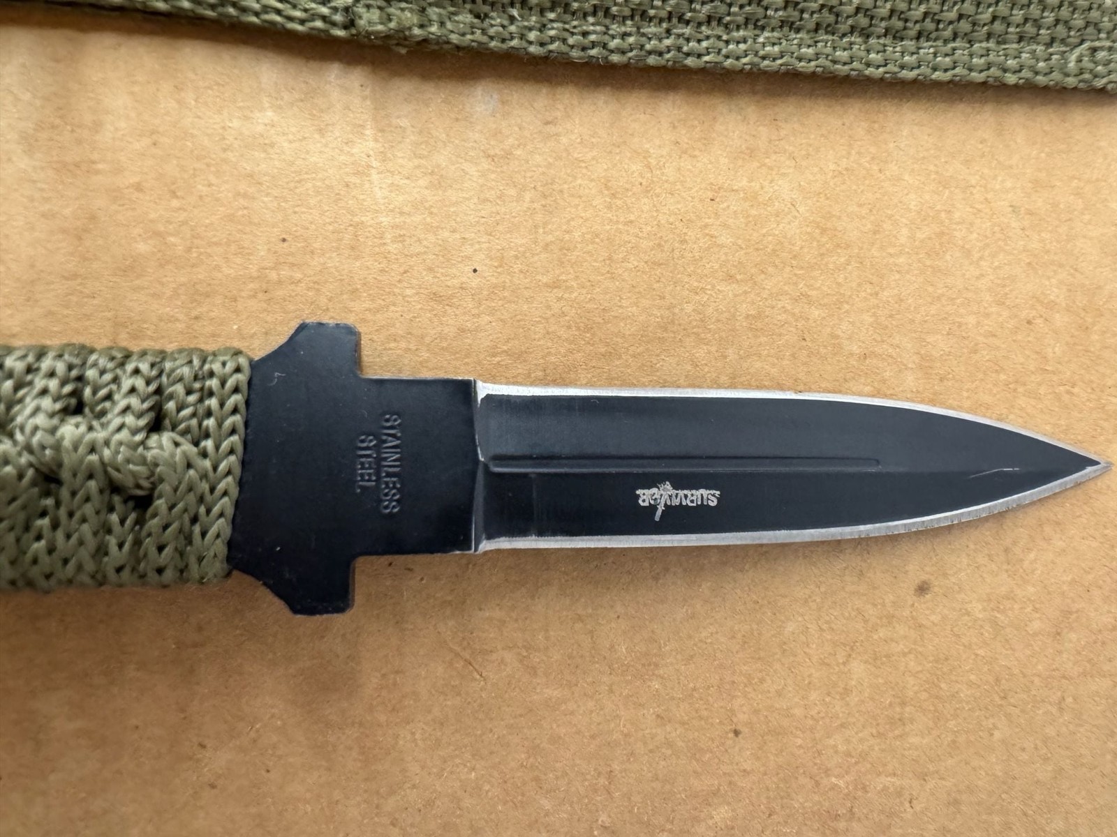 Survivor Fixed Blade Tactical Knife with Cord Wrapped Handle and Sheath