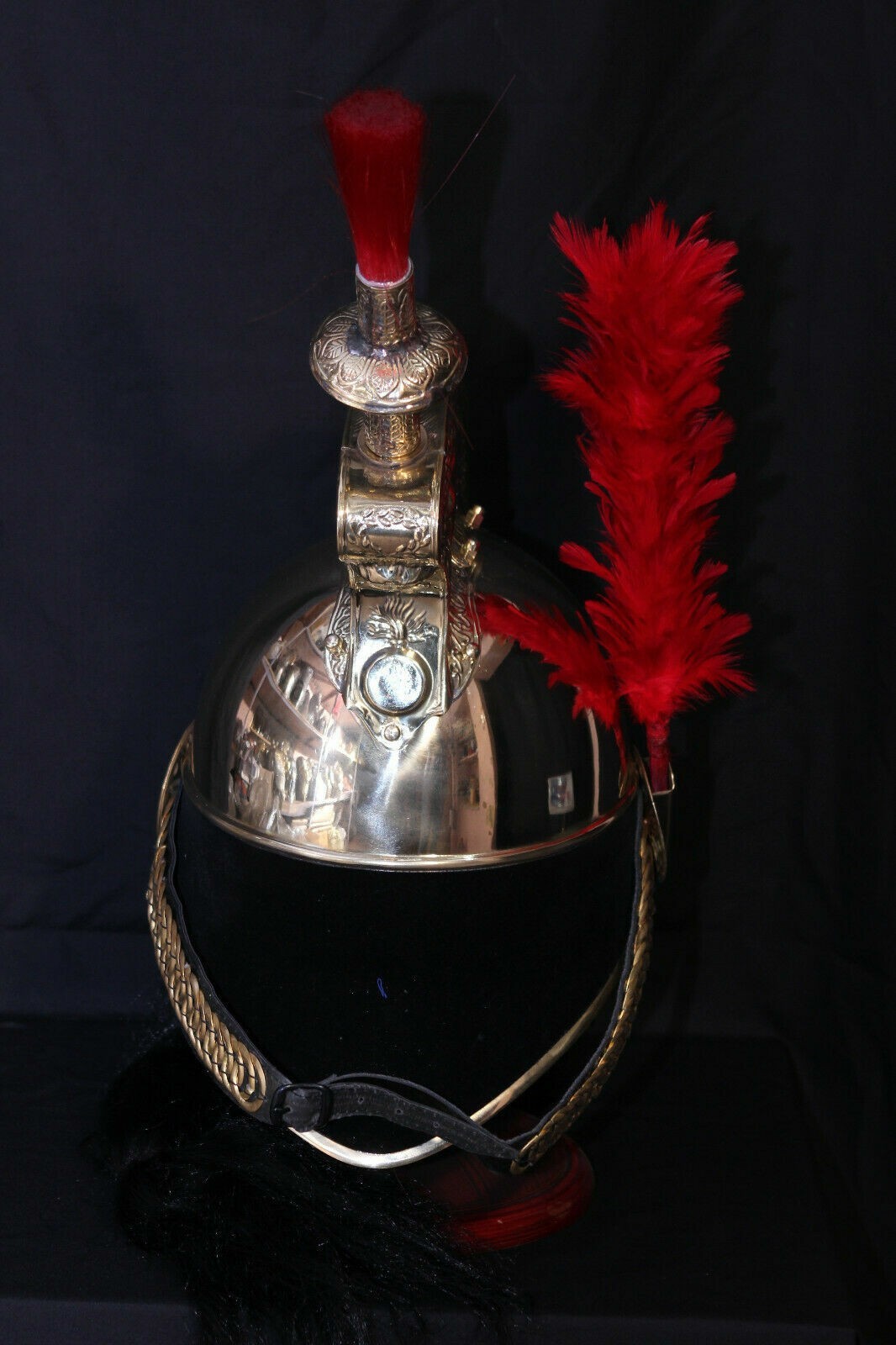 Brass French Cuirassier Officer’s Helmet Napoleon Style Helmet w Stand