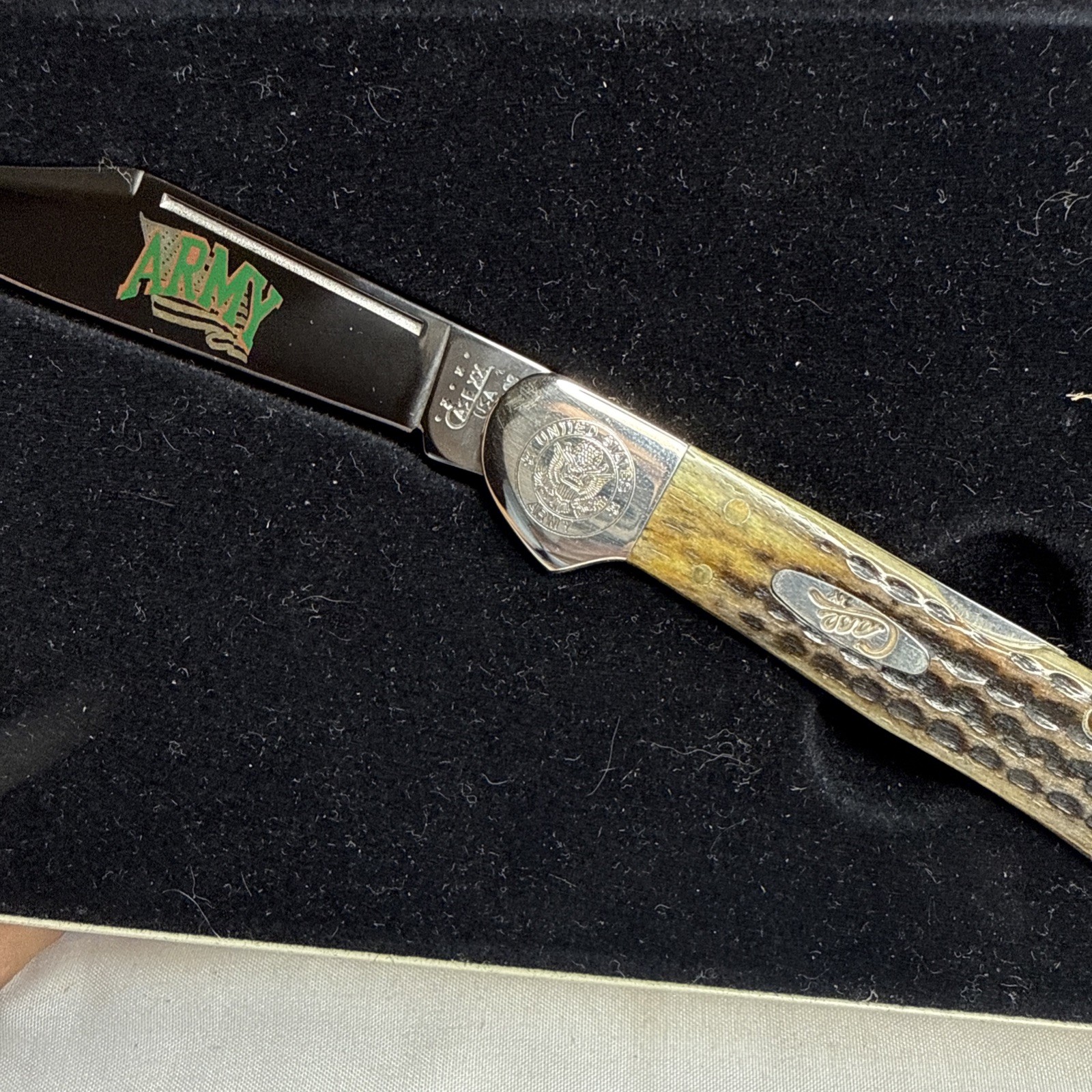 Case-XX 61549l ss United States Army Stag Numbered #75 Copperlock Knife